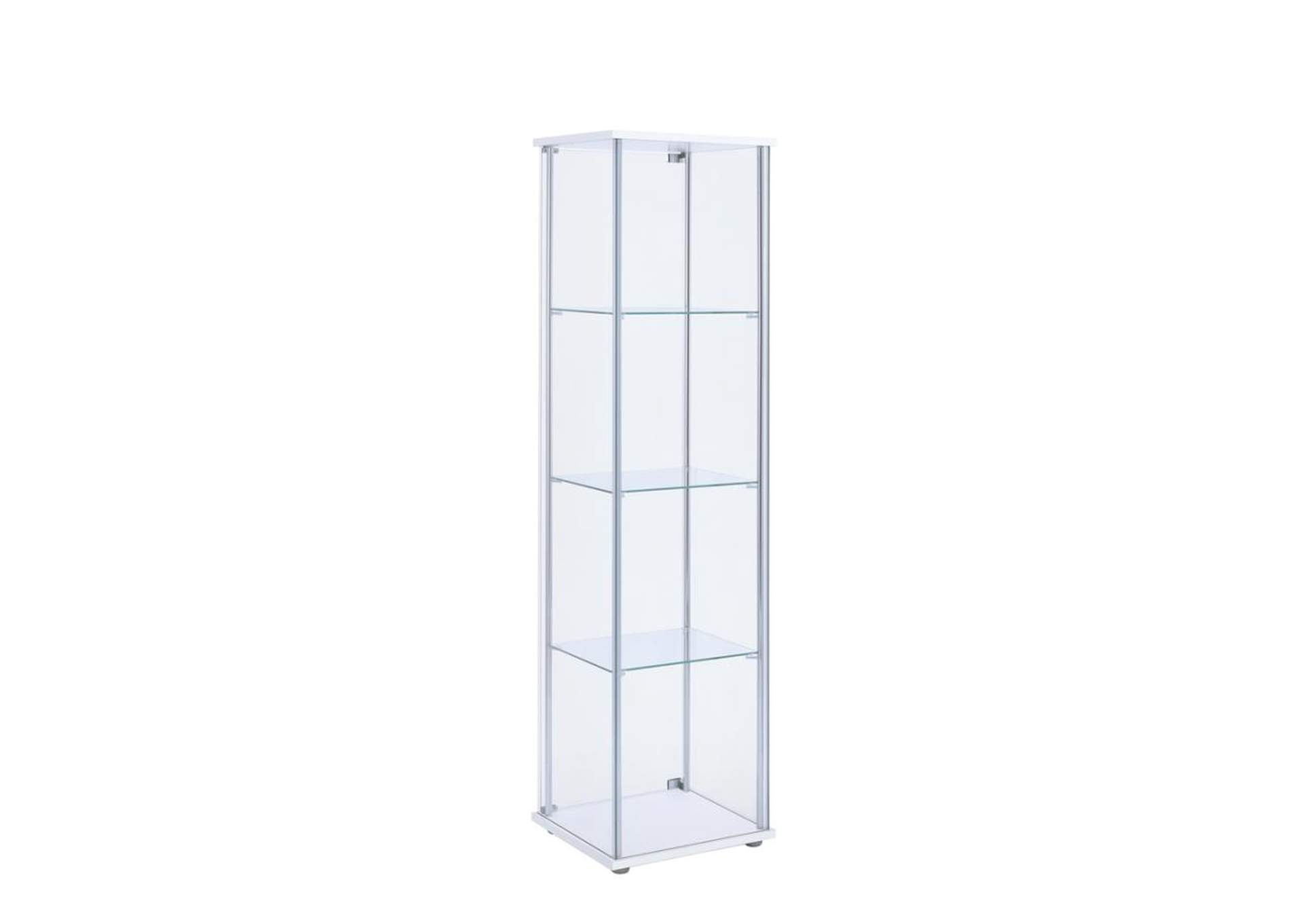 Bellatrix Rectangular 4-shelf Curio Cabinet White and Clear,Coaster Furniture