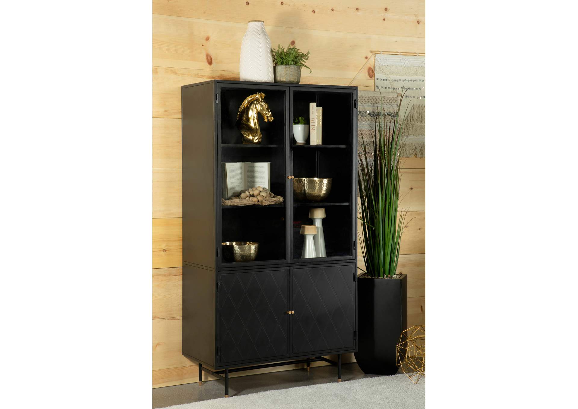 Santiago Rectangular 4-door Cabinet Matte Black,Coaster Furniture