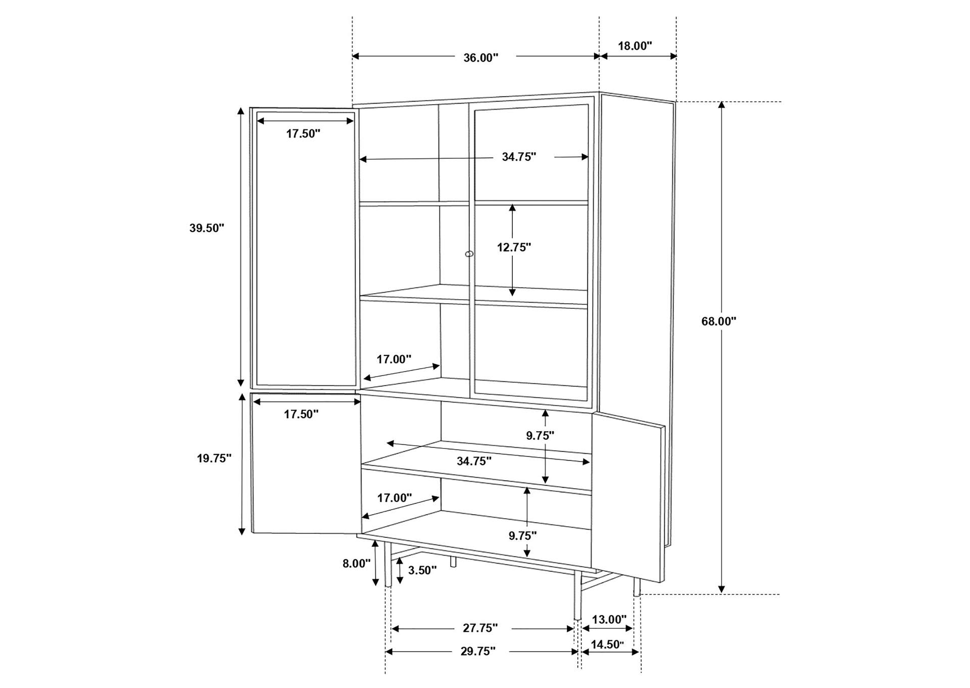 Santiago Rectangular 4-door Cabinet Matte Black,Coaster Furniture