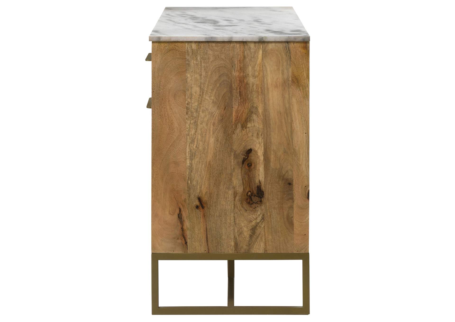 Keaton 3-door Accent Cabinet with Marble Top Natural and Antique Gold,Coaster Furniture