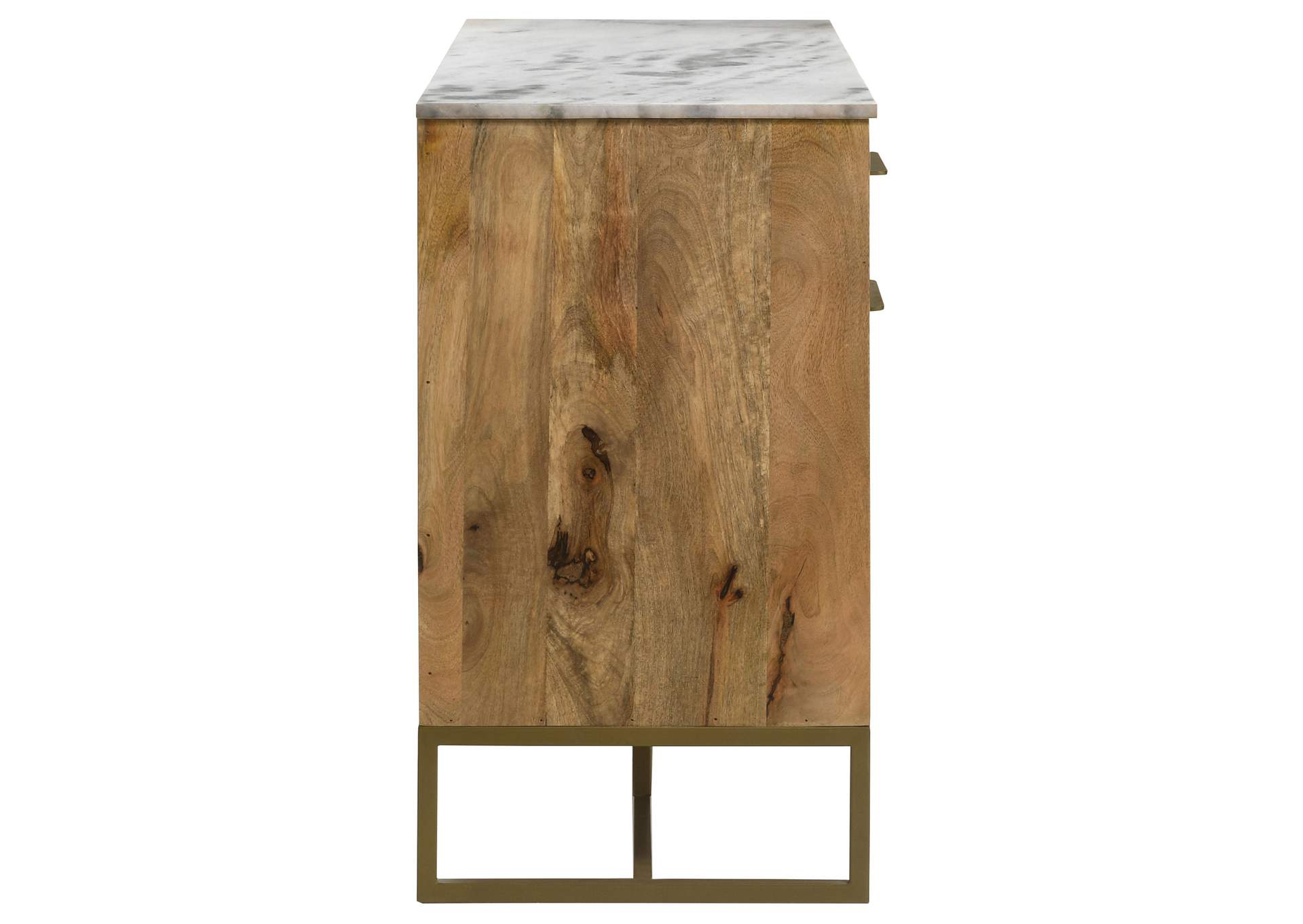 Keaton 3-door Accent Cabinet with Marble Top Natural and Antique Gold,Coaster Furniture