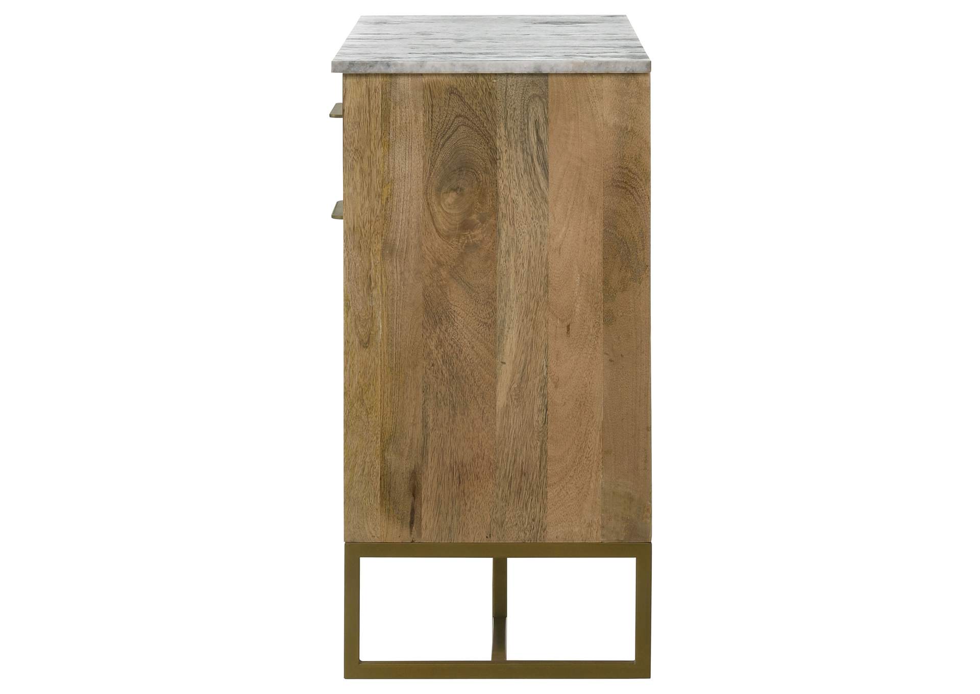 Keaton 2-door Accent Cabinet with Marble Top Natural and Antique Gold,Coaster Furniture