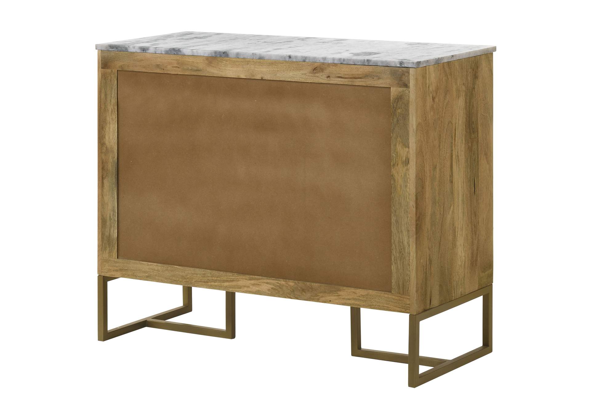 Keaton 2-door Accent Cabinet with Marble Top Natural and Antique Gold,Coaster Furniture