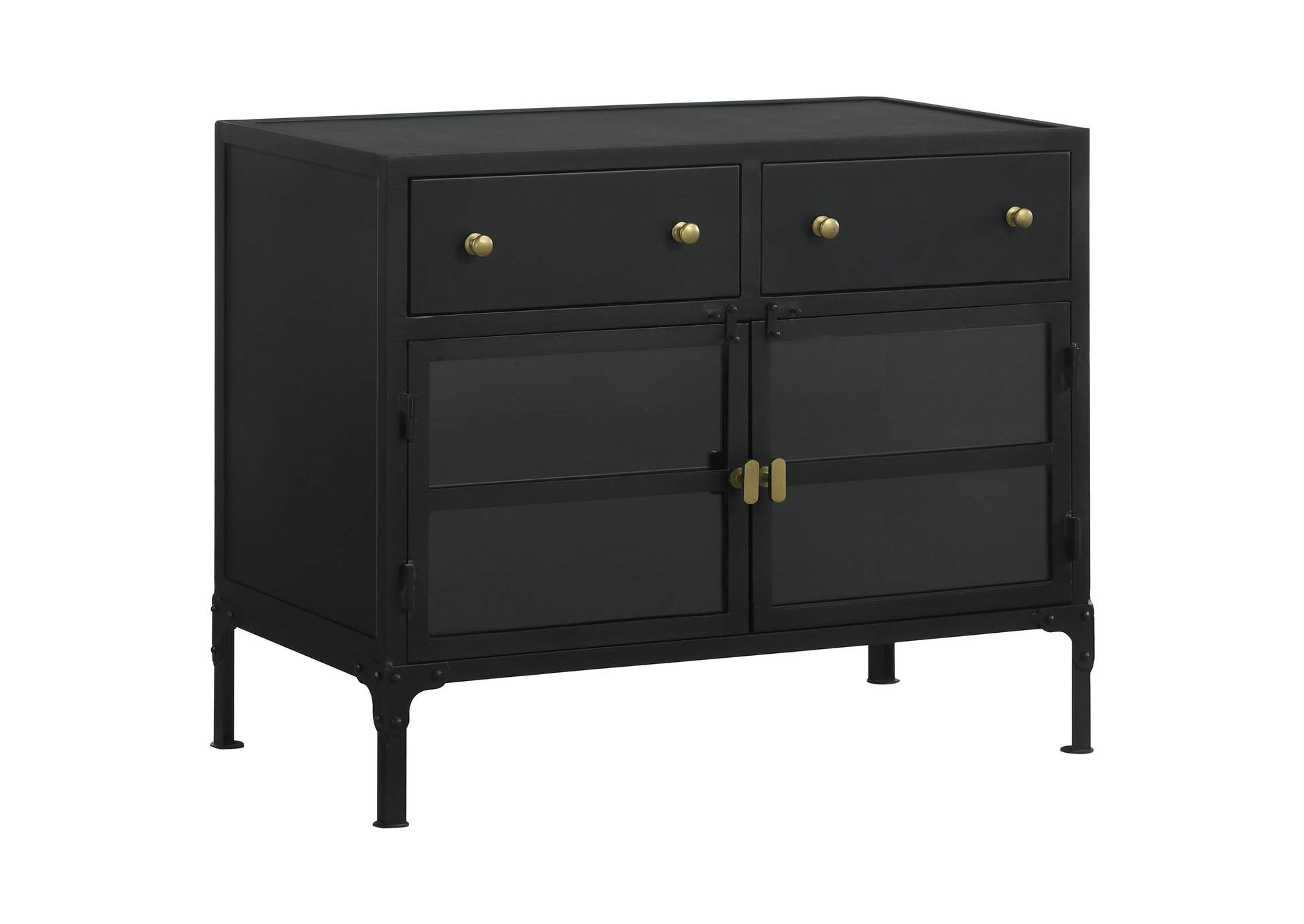 Sadler 2-drawer Accent Cabinet with Glass Doors Black,Coaster Furniture