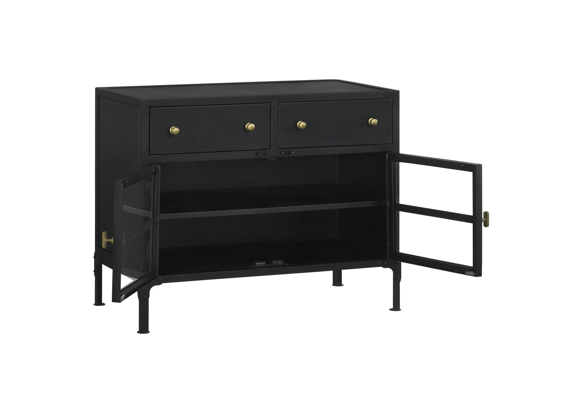 Sadler 2-drawer Accent Cabinet with Glass Doors Black,Coaster Furniture