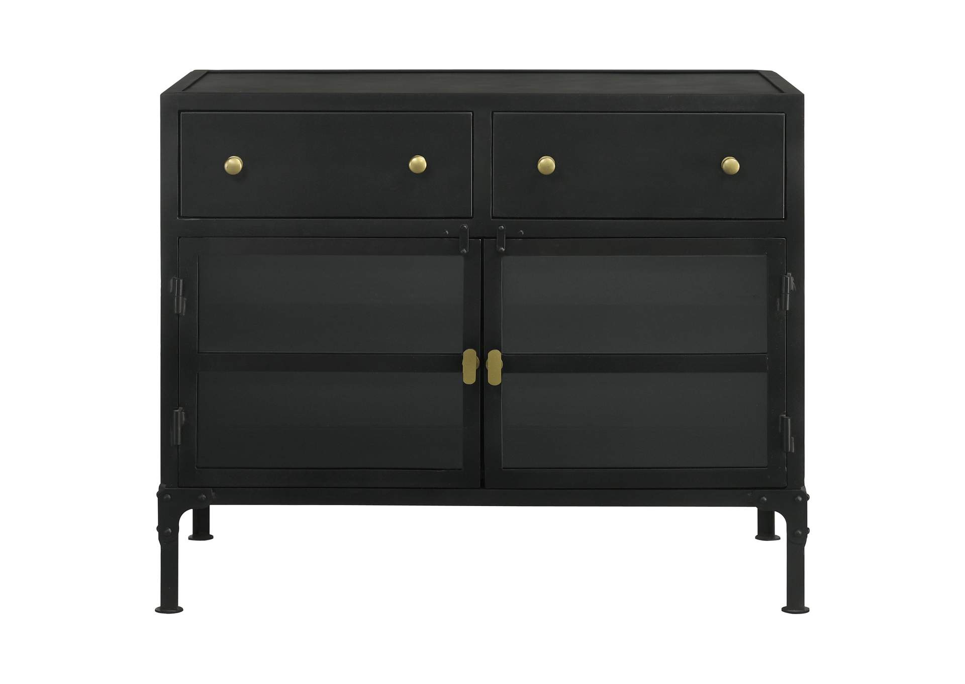 Sadler 2-drawer Accent Cabinet with Glass Doors Black,Coaster Furniture