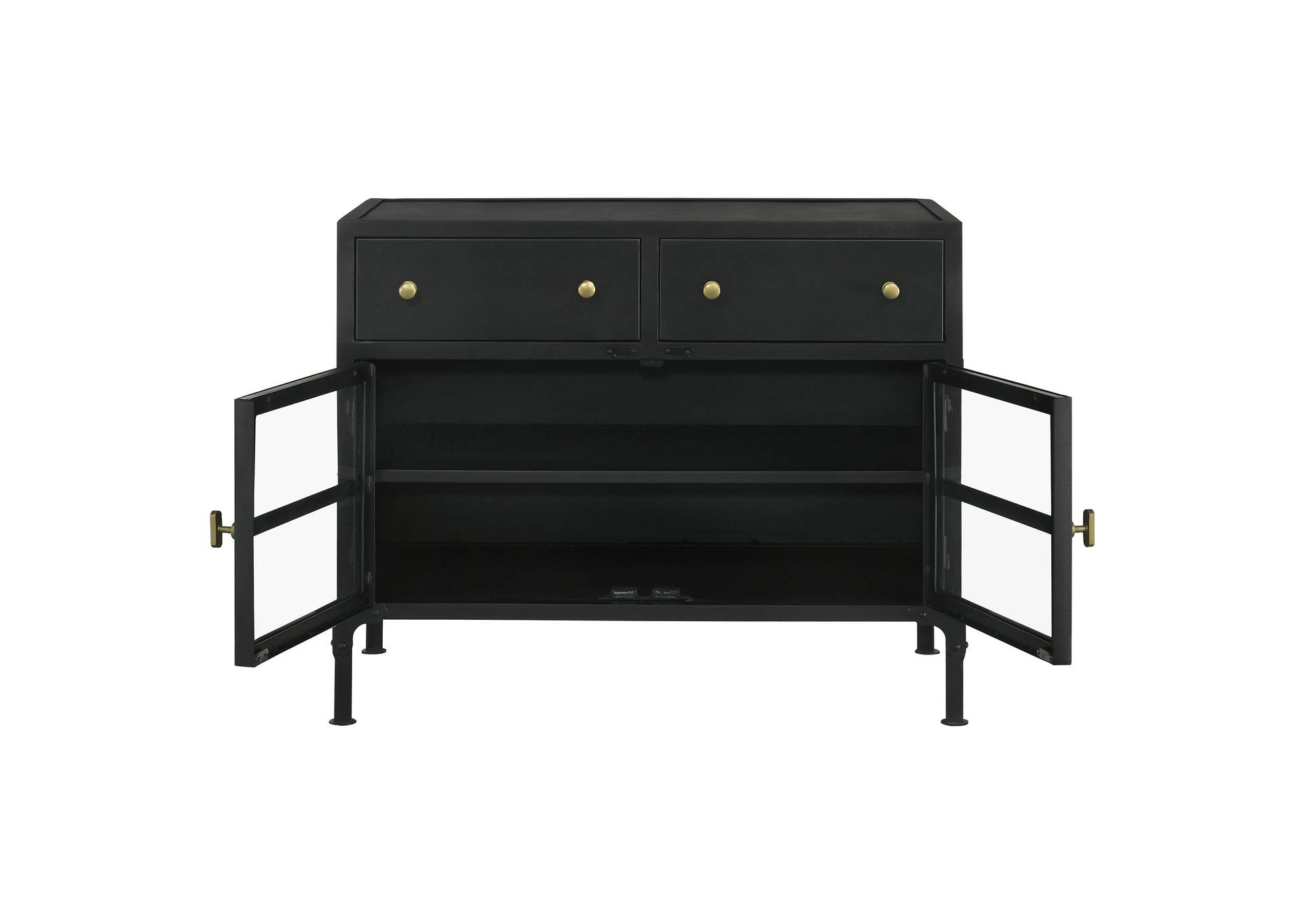 Sadler 2-drawer Accent Cabinet with Glass Doors Black,Coaster Furniture