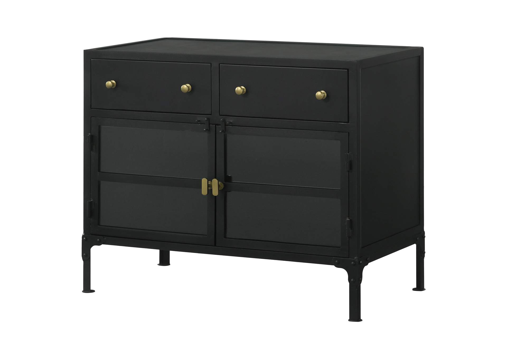 Sadler 2-drawer Accent Cabinet with Glass Doors Black,Coaster Furniture