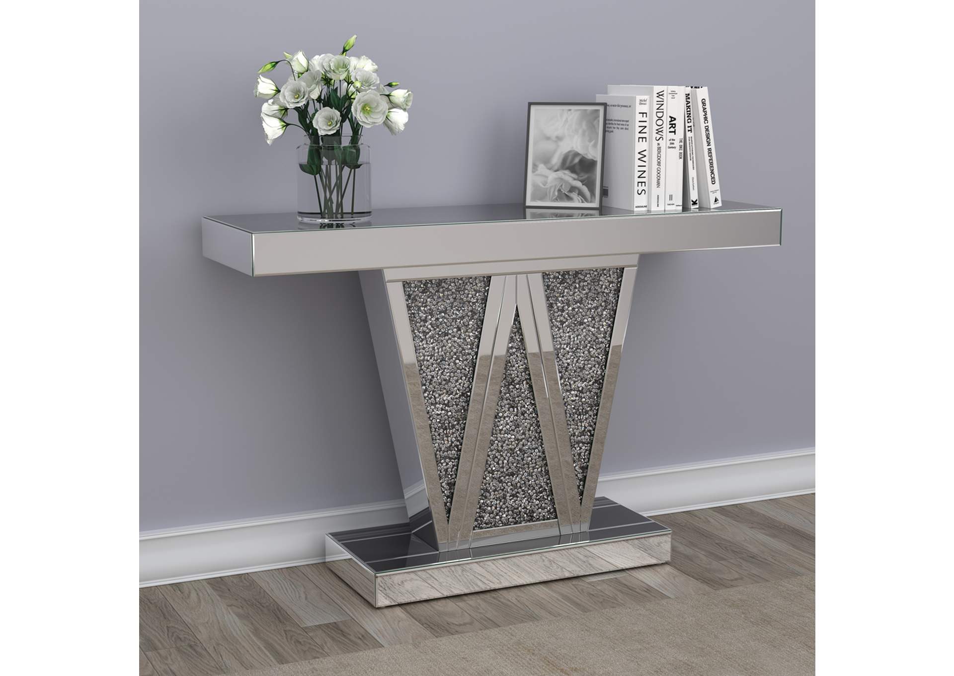 Crocus Rectangular Console Table Silver,Coaster Furniture