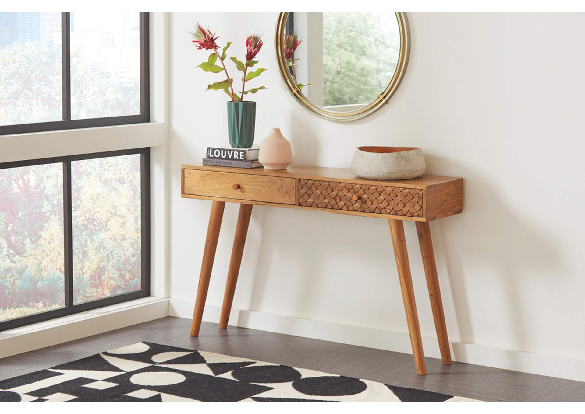 Lotus 2-drawer Console Table Natural Brown,Coaster Furniture