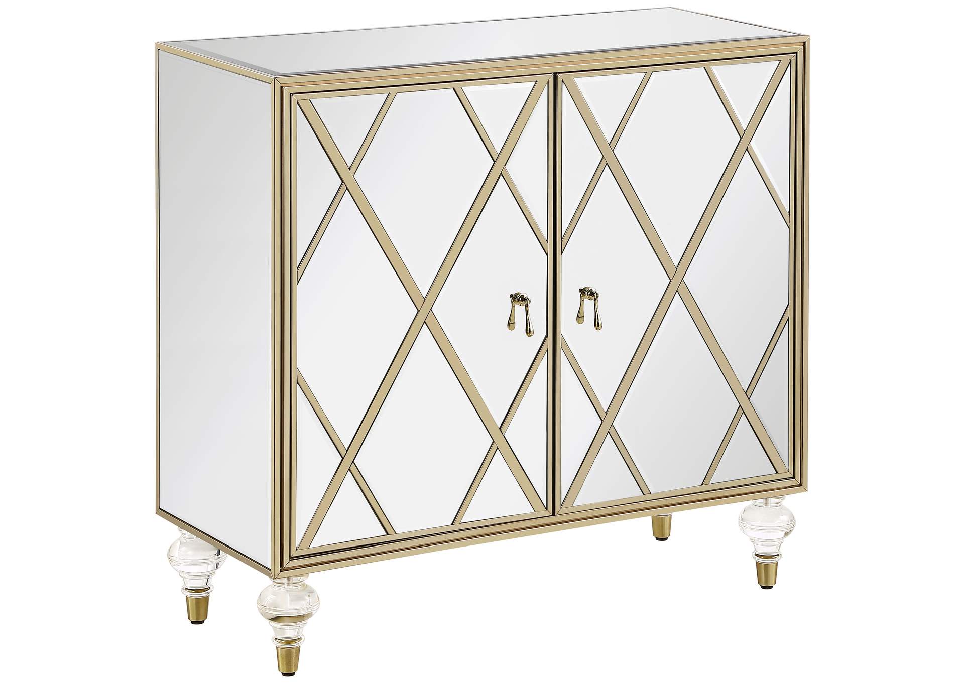 Astilbe 2-door Accent Cabinet Mirror and Champagne,Coaster Furniture