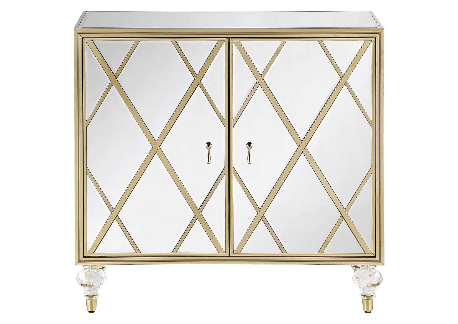 Astilbe 2-door Accent Cabinet Mirror and Champagne,Coaster Furniture