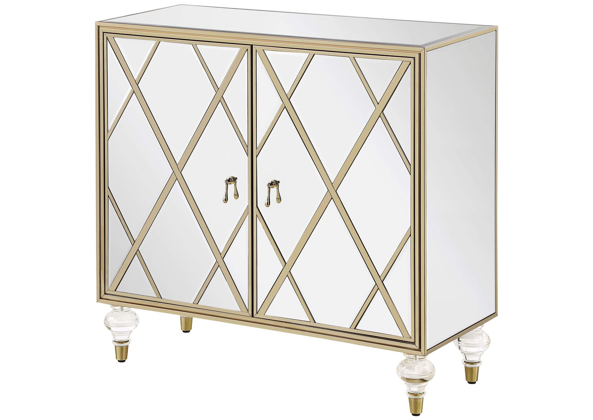 Astilbe 2-door Accent Cabinet Mirror and Champagne,Coaster Furniture