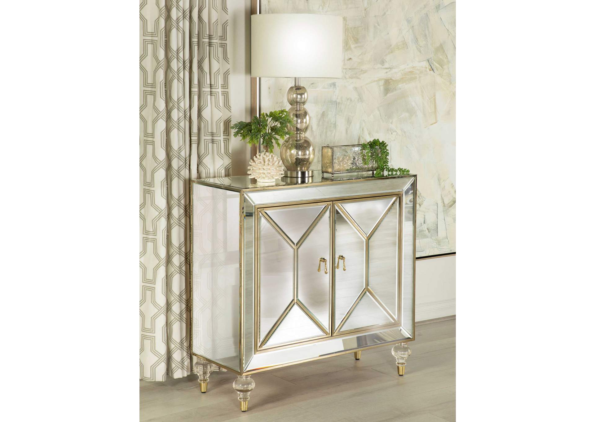 Lupin 2-door Accent Cabinet Mirror and Champagne,Coaster Furniture