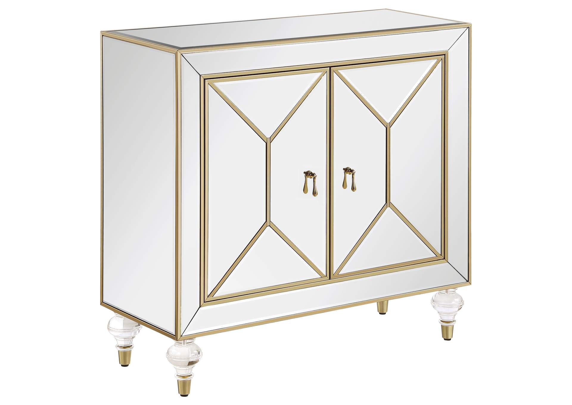 Lupin 2-door Accent Cabinet Mirror and Champagne,Coaster Furniture