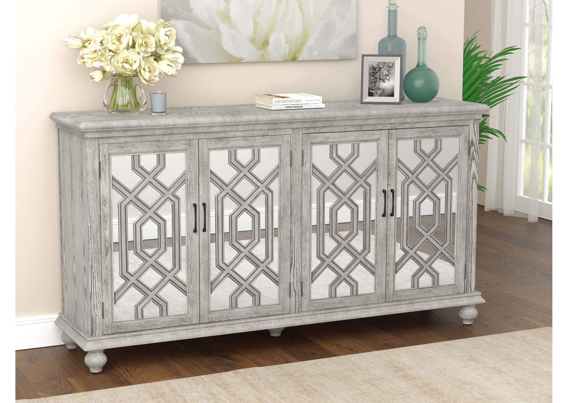 Melanie 4-door Accent Cabinet Antique White,Coaster Furniture