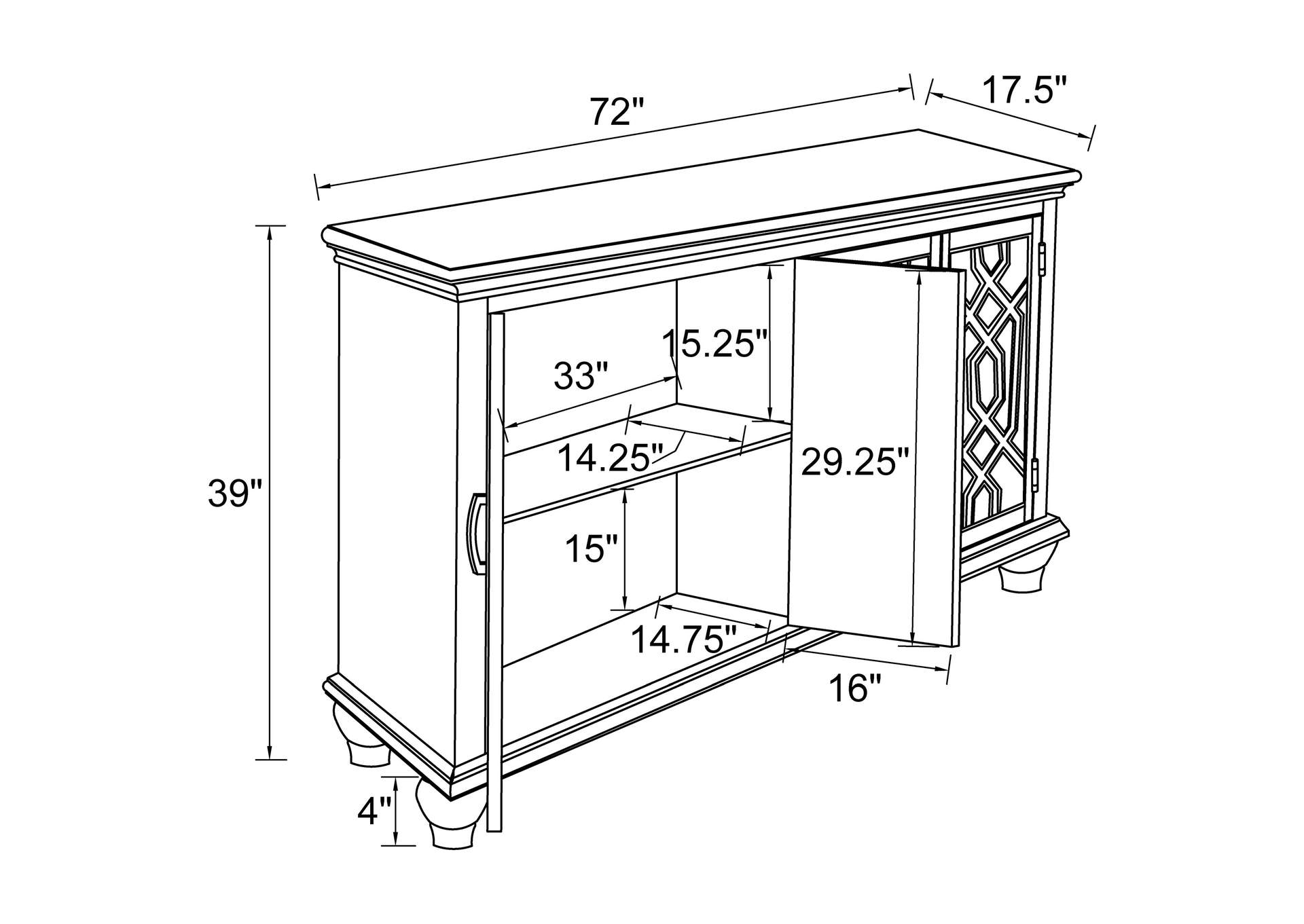 Melanie 4-door Accent Cabinet Antique White,Coaster Furniture