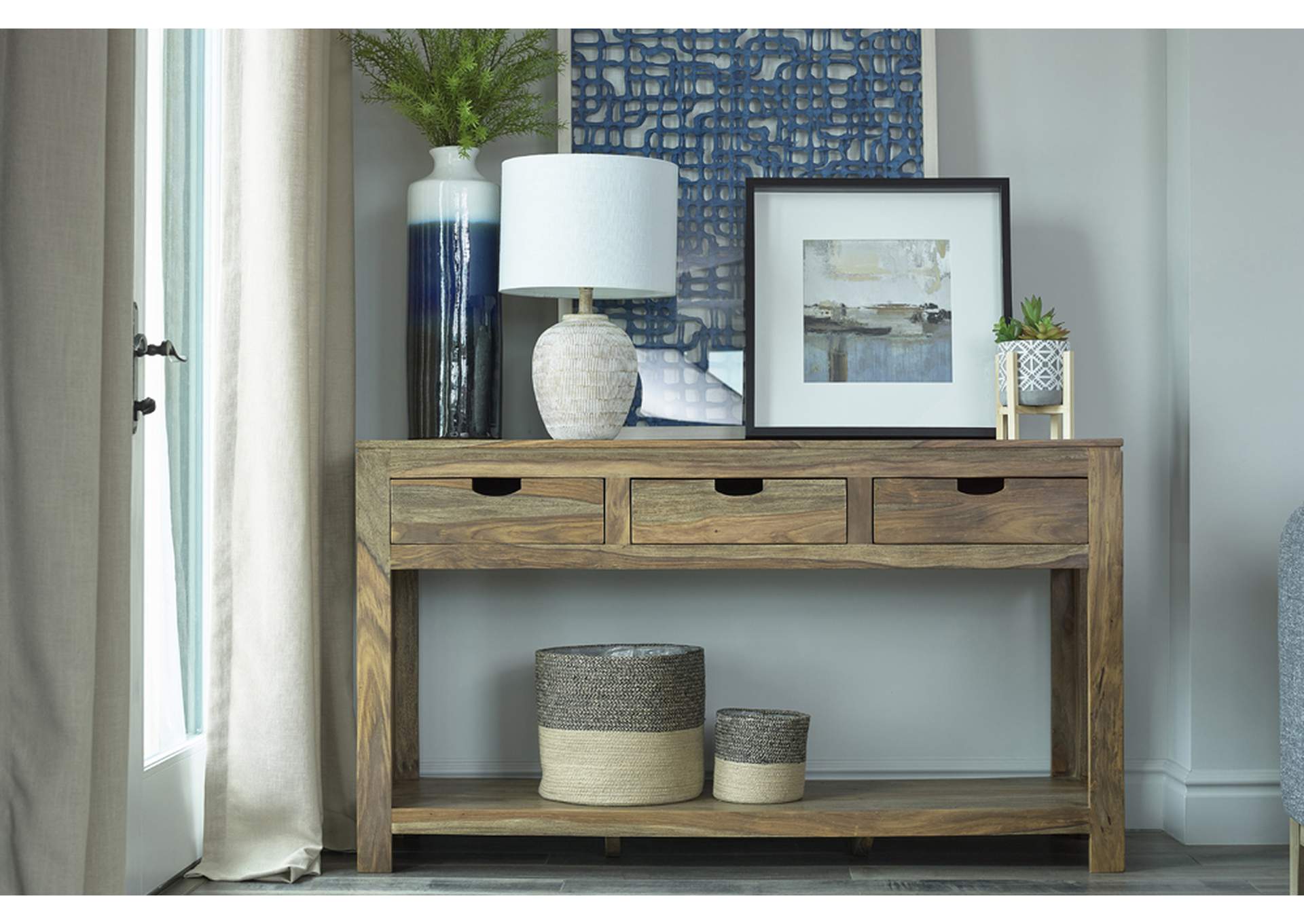 Esther 3-drawer Storage Console Table Natural Sheesham,Coaster Furniture