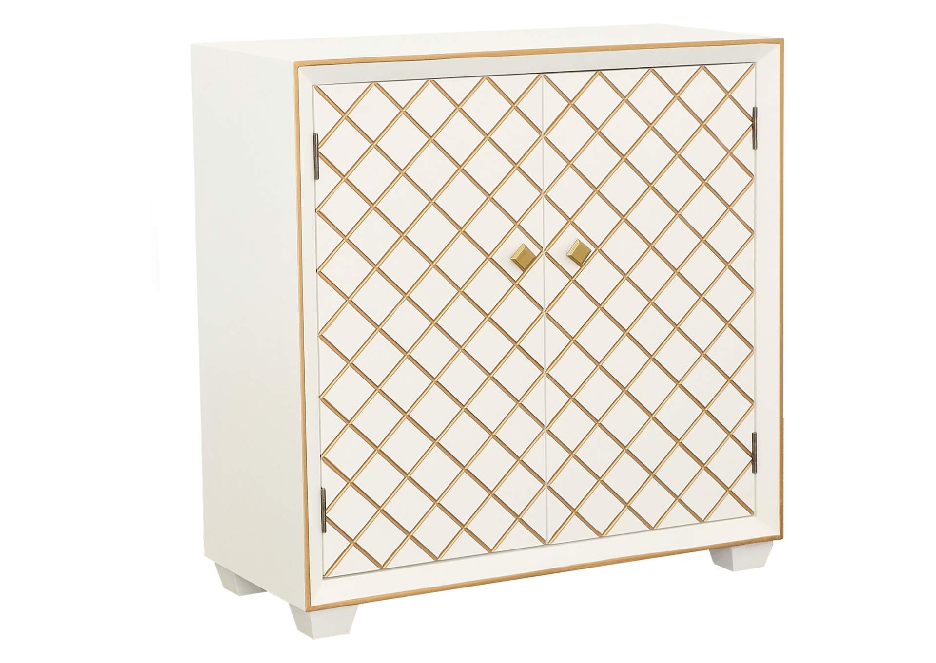 Belinda 2-door Accent Cabinet White and Gold,Coaster Furniture