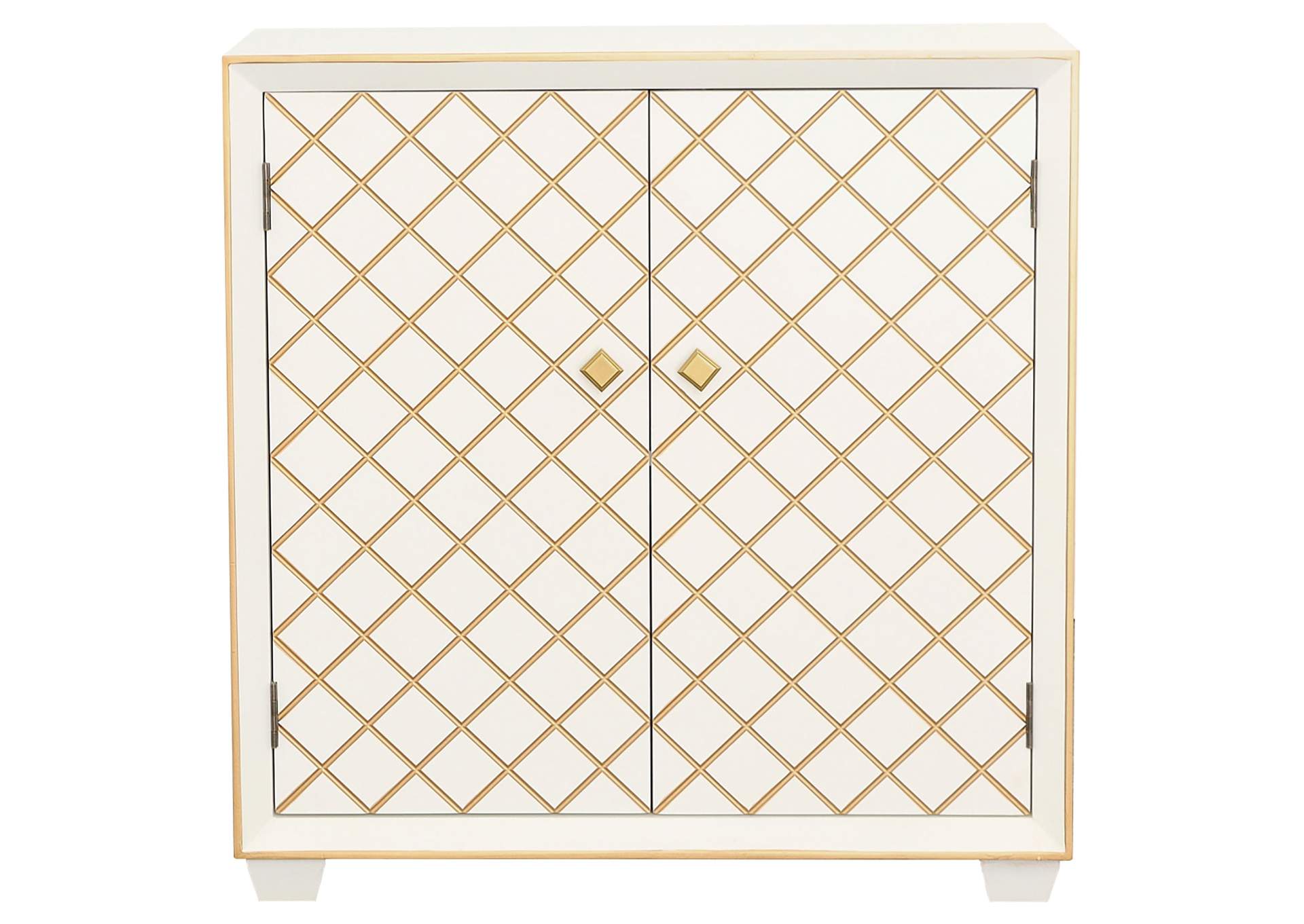 Belinda 2-door Accent Cabinet White and Gold,Coaster Furniture