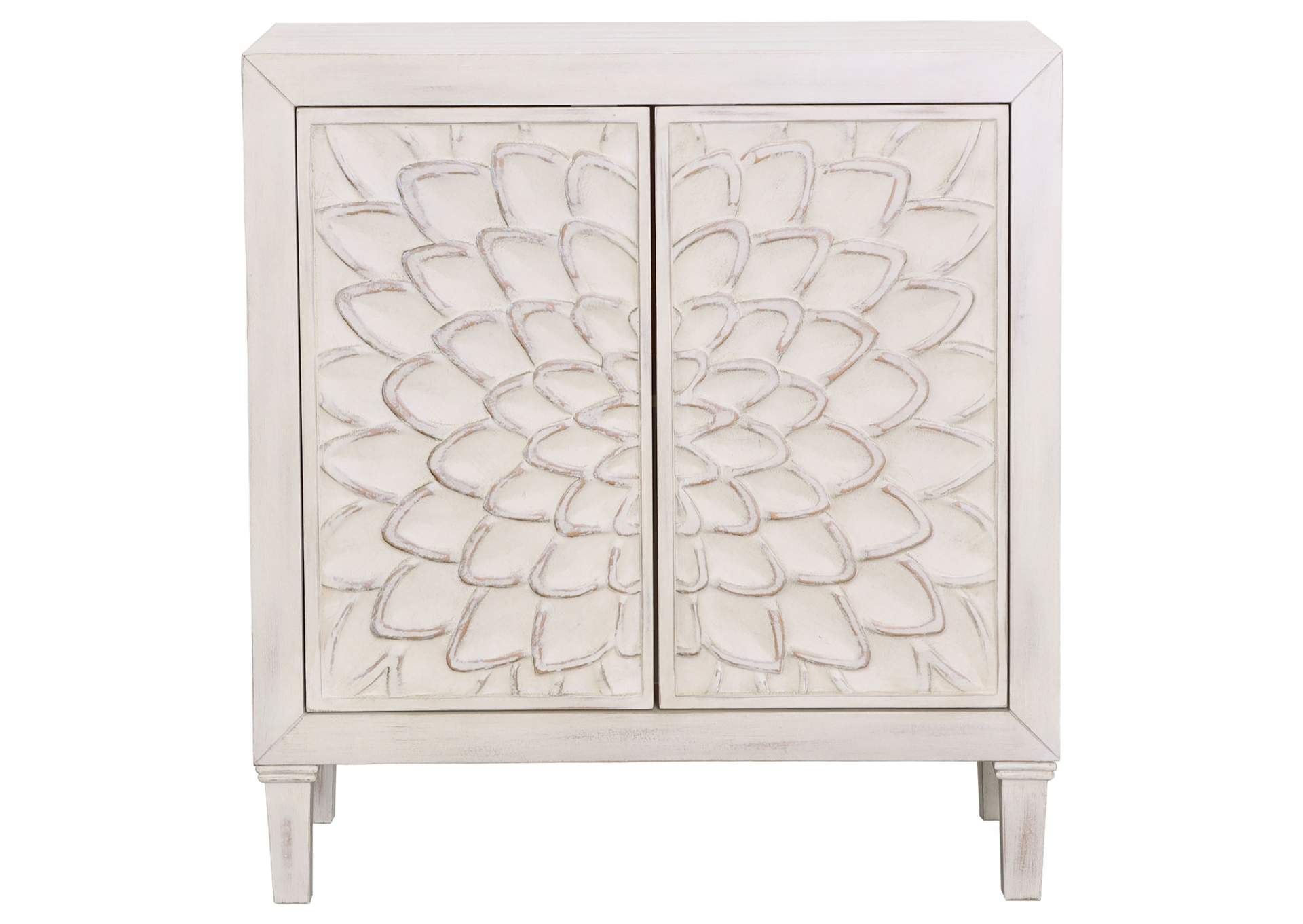 Clarkia Accent Cabinet with Floral Carved Door White,Coaster Furniture