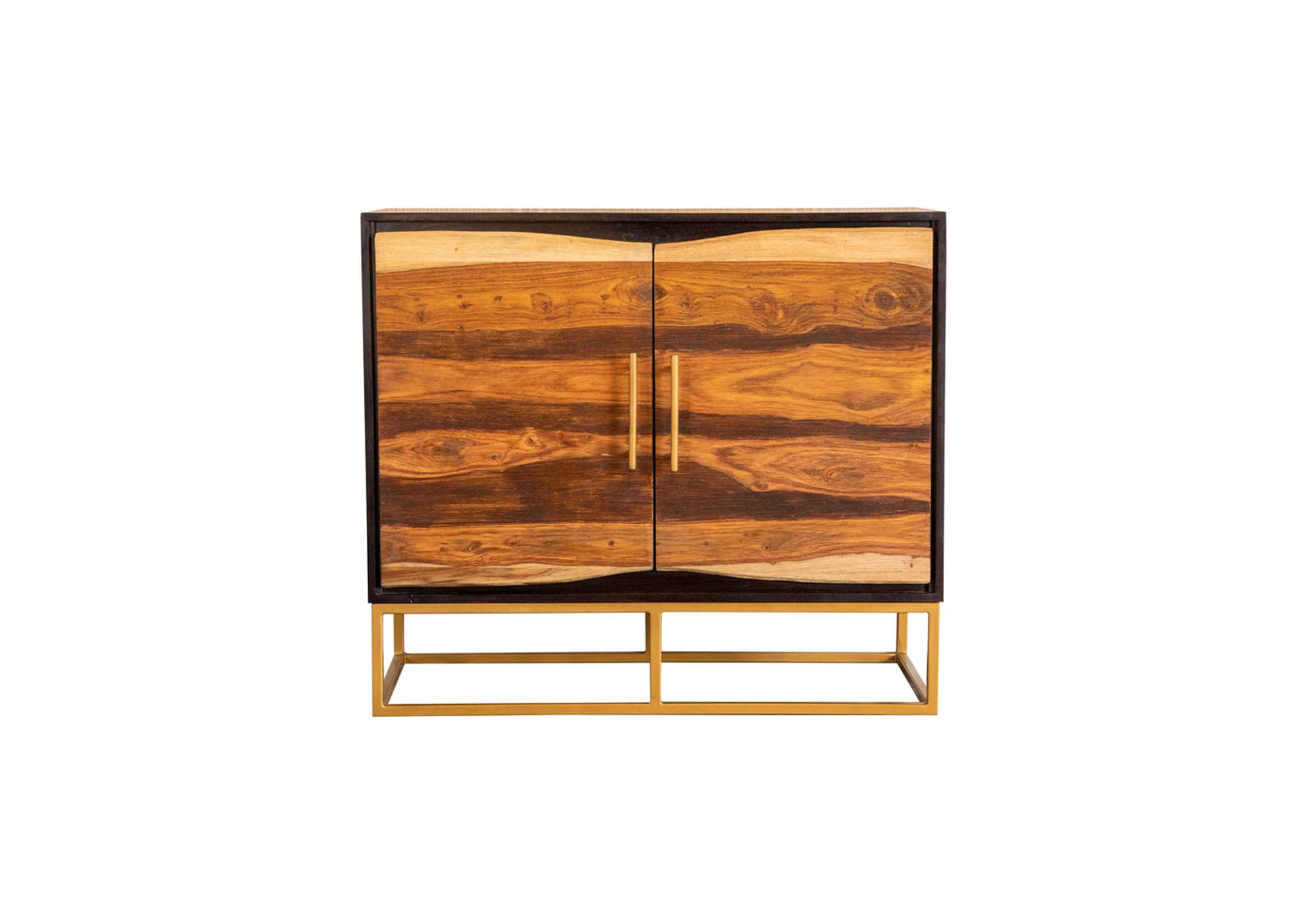 Zara 2-door Accent Cabinet Black Walnut and Gold,Coaster Furniture