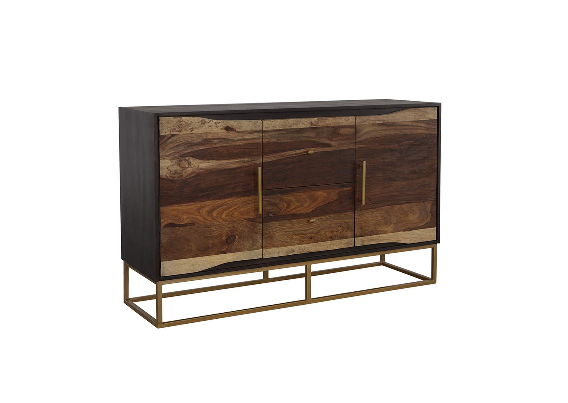 Zara 2-drawer Accent Cabinet Black Walnut and Gold,Coaster Furniture