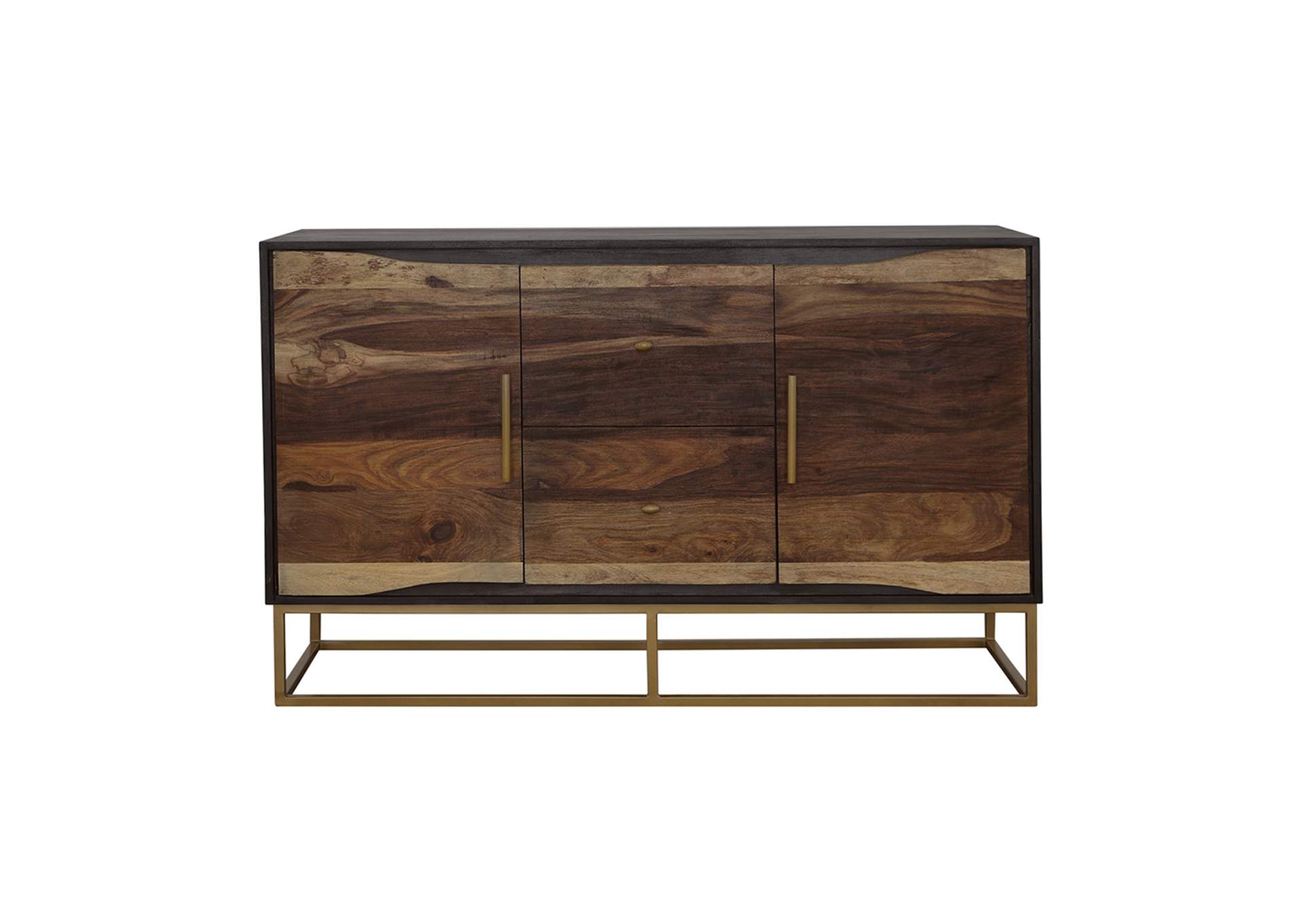 Zara 2-drawer Accent Cabinet Black Walnut and Gold,Coaster Furniture