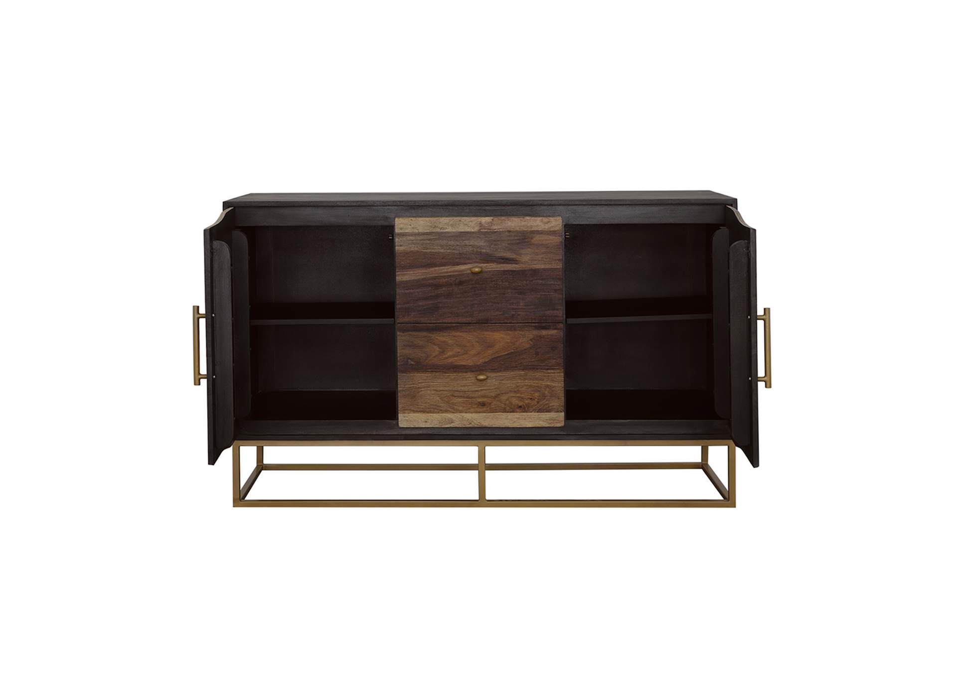 Zara 2-drawer Accent Cabinet Black Walnut and Gold,Coaster Furniture