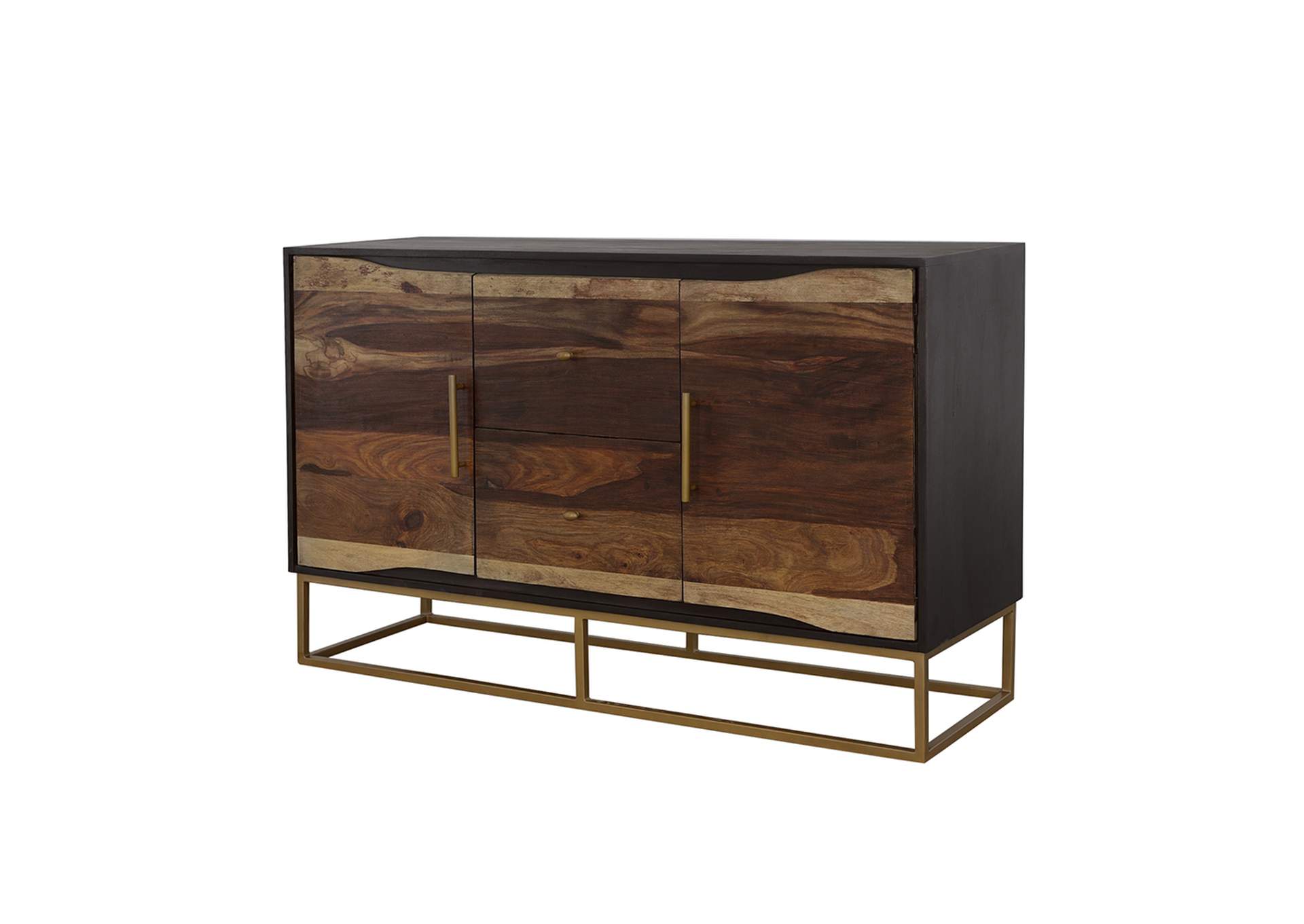 Zara 2-drawer Accent Cabinet Black Walnut and Gold,Coaster Furniture