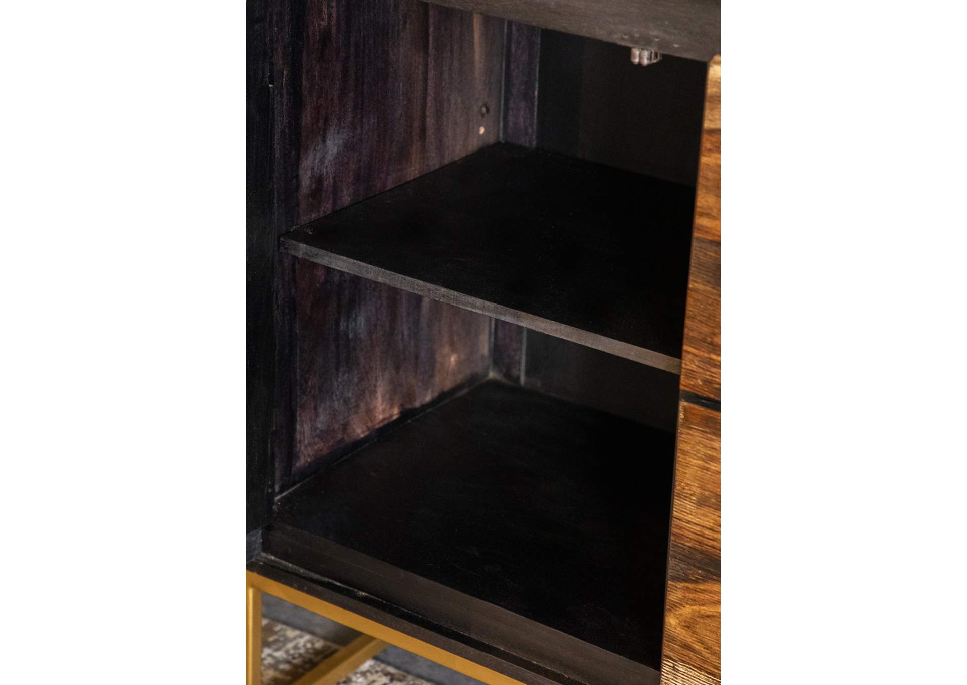 Zara 2-drawer Accent Cabinet Black Walnut and Gold,Coaster Furniture