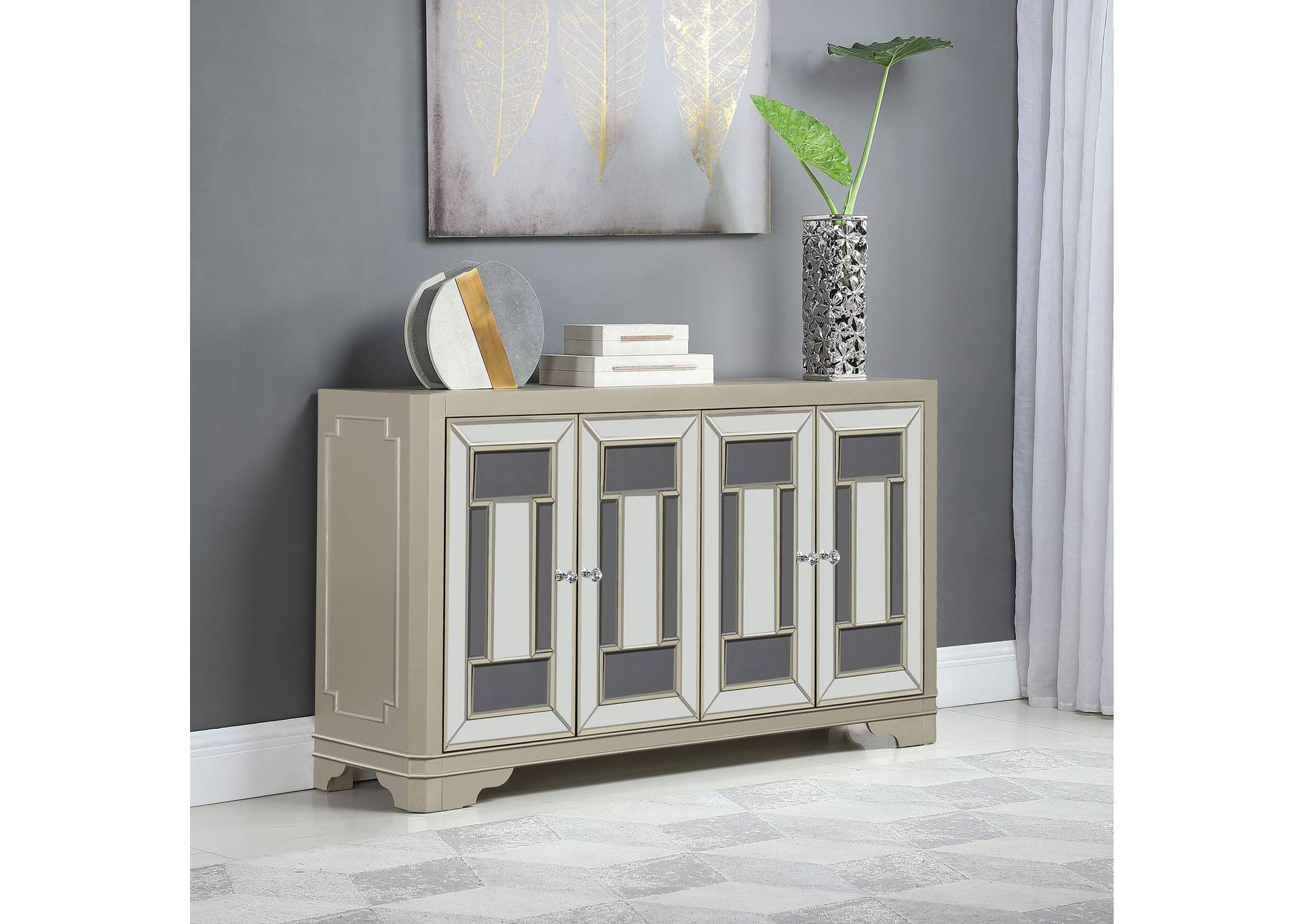 Toula 4-door Accent Cabinet Smoke and Champagne,Coaster Furniture