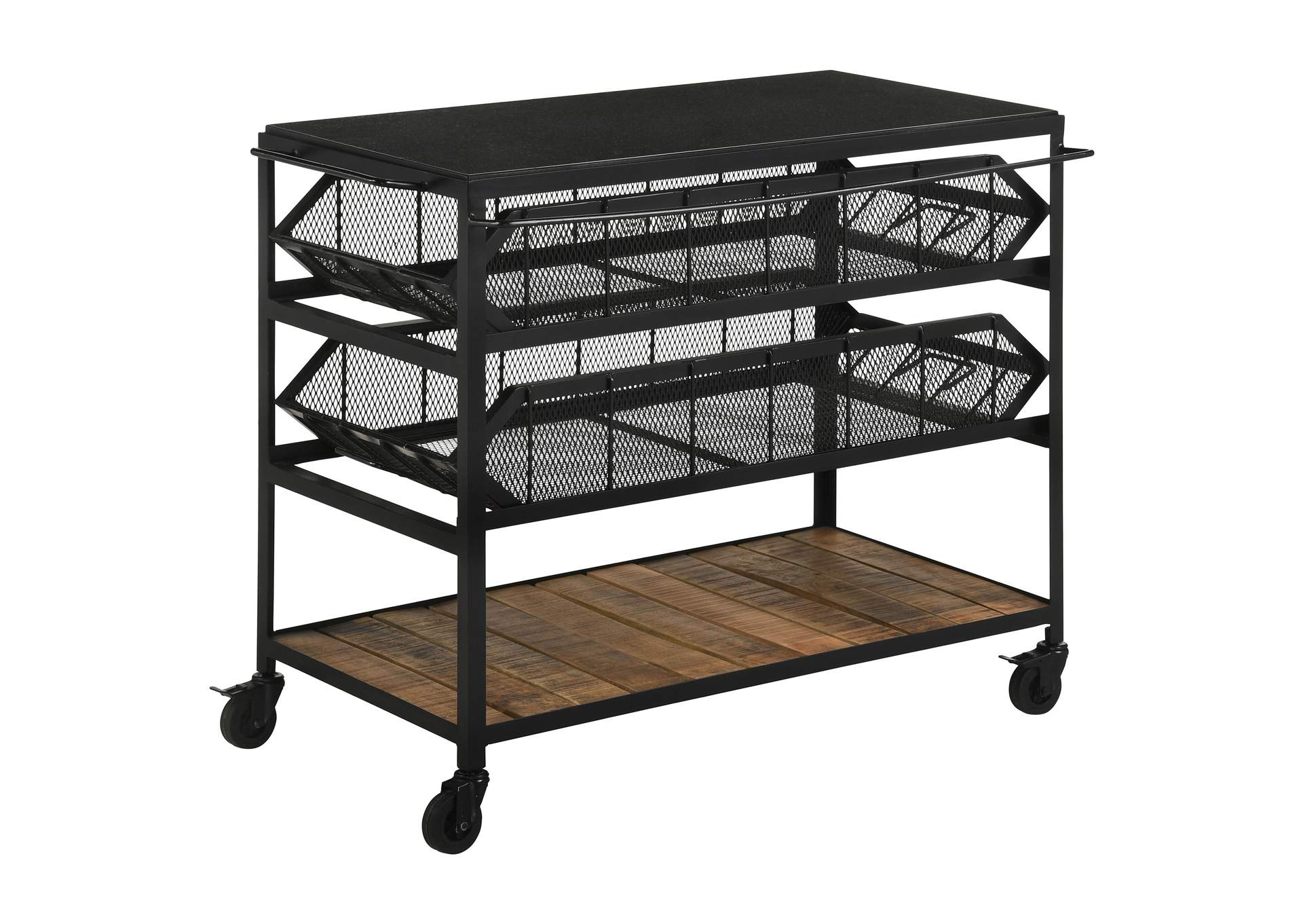 Evander Accent Storage Cart with Casters Natural and Black,Coaster Furniture