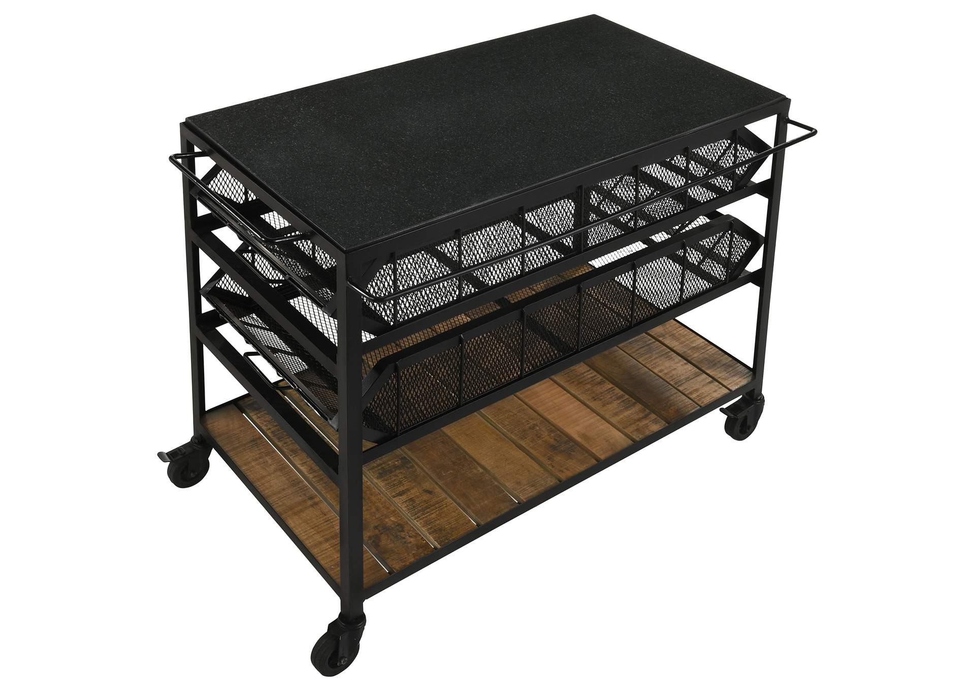 Evander Accent Storage Cart with Casters Natural and Black,Coaster Furniture