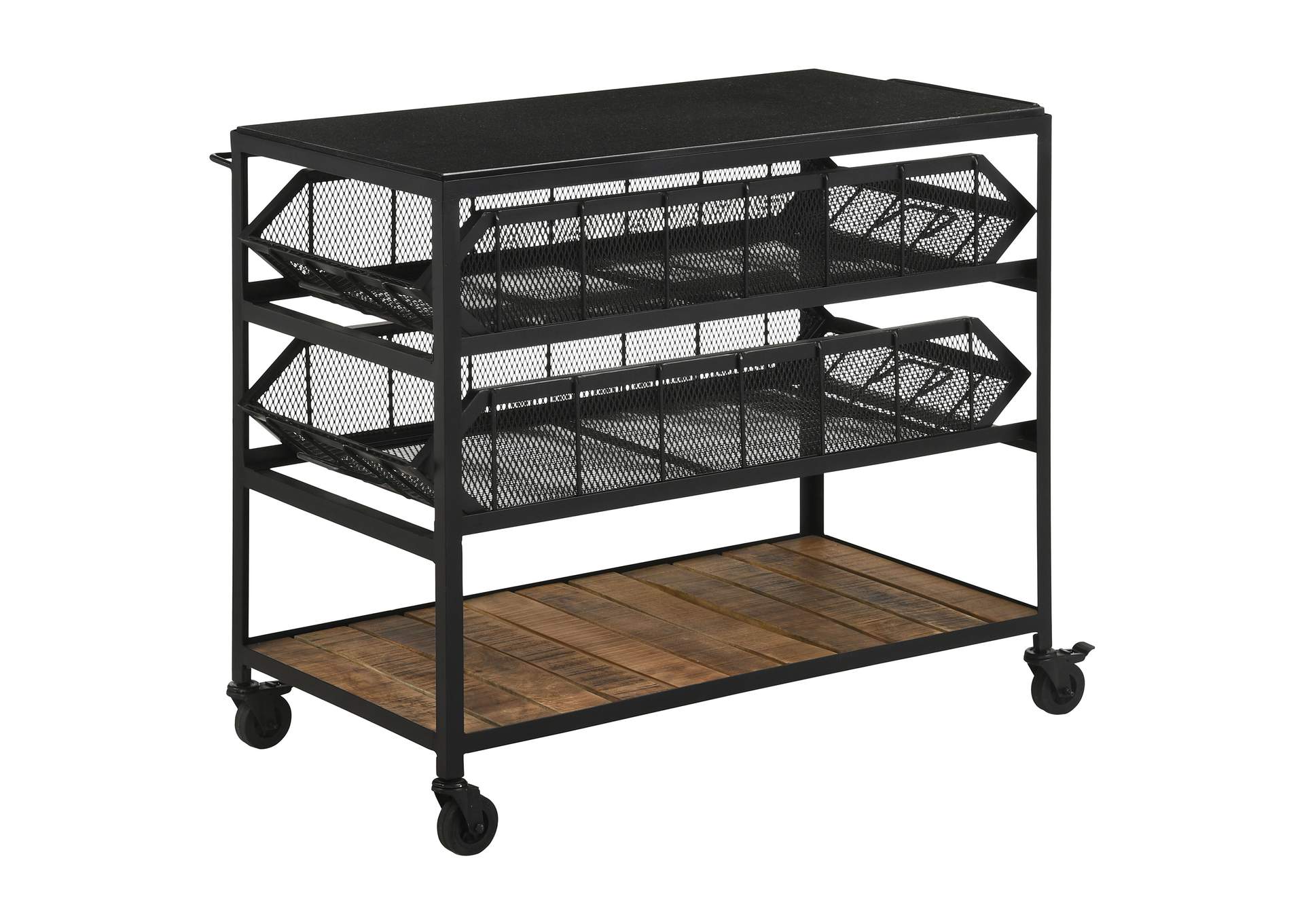 Evander Accent Storage Cart with Casters Natural and Black,Coaster Furniture