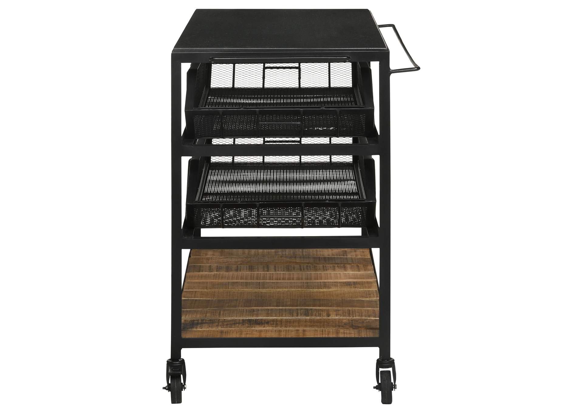 Evander Accent Storage Cart with Casters Natural and Black,Coaster Furniture