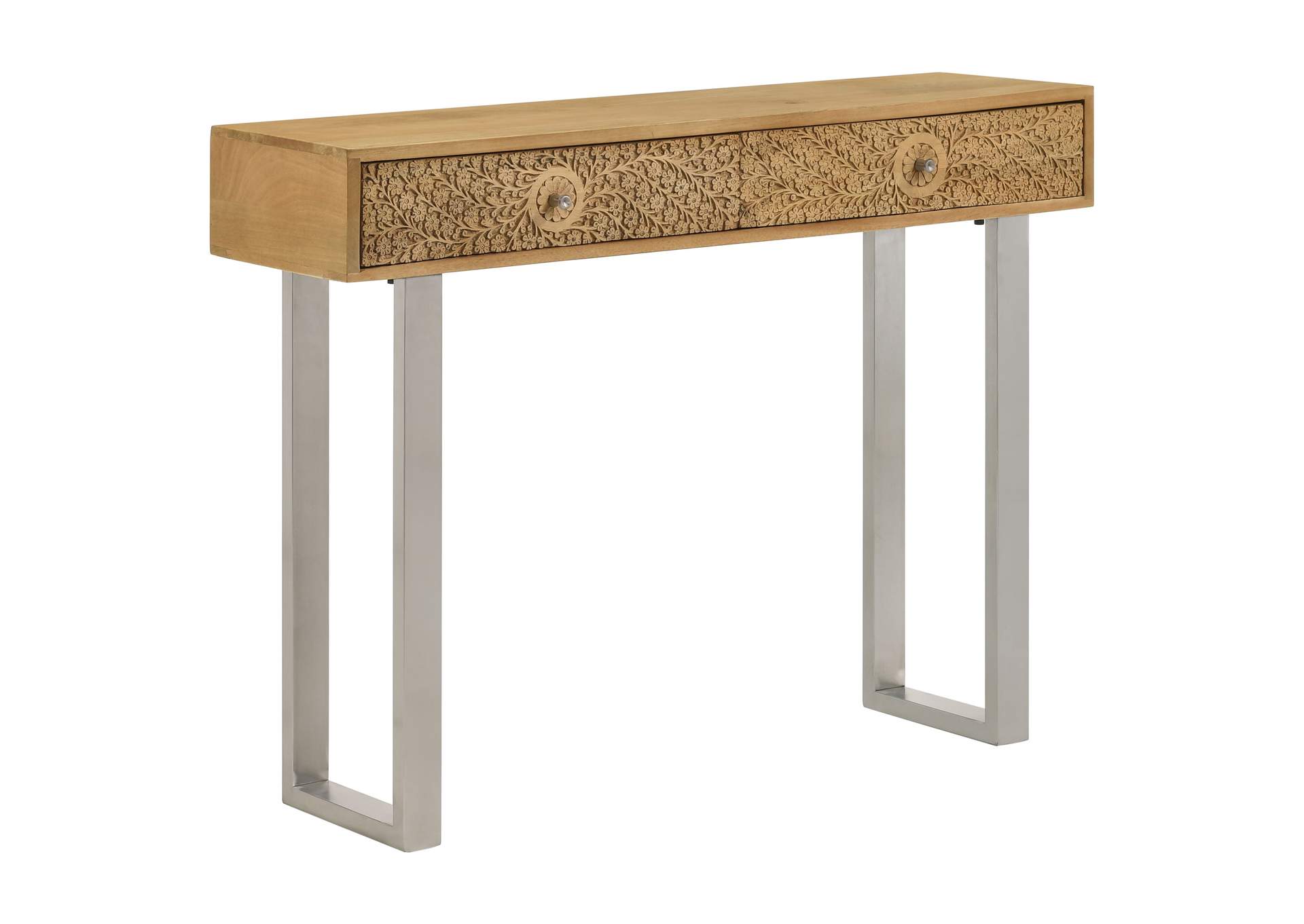 Draco Console Table with Hand Carved Drawers Natural,Coaster Furniture