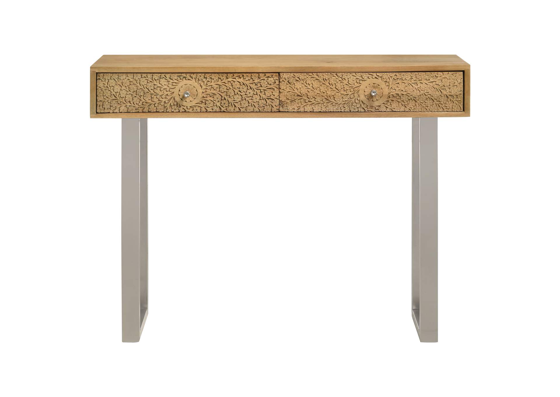 Draco Console Table with Hand Carved Drawers Natural,Coaster Furniture