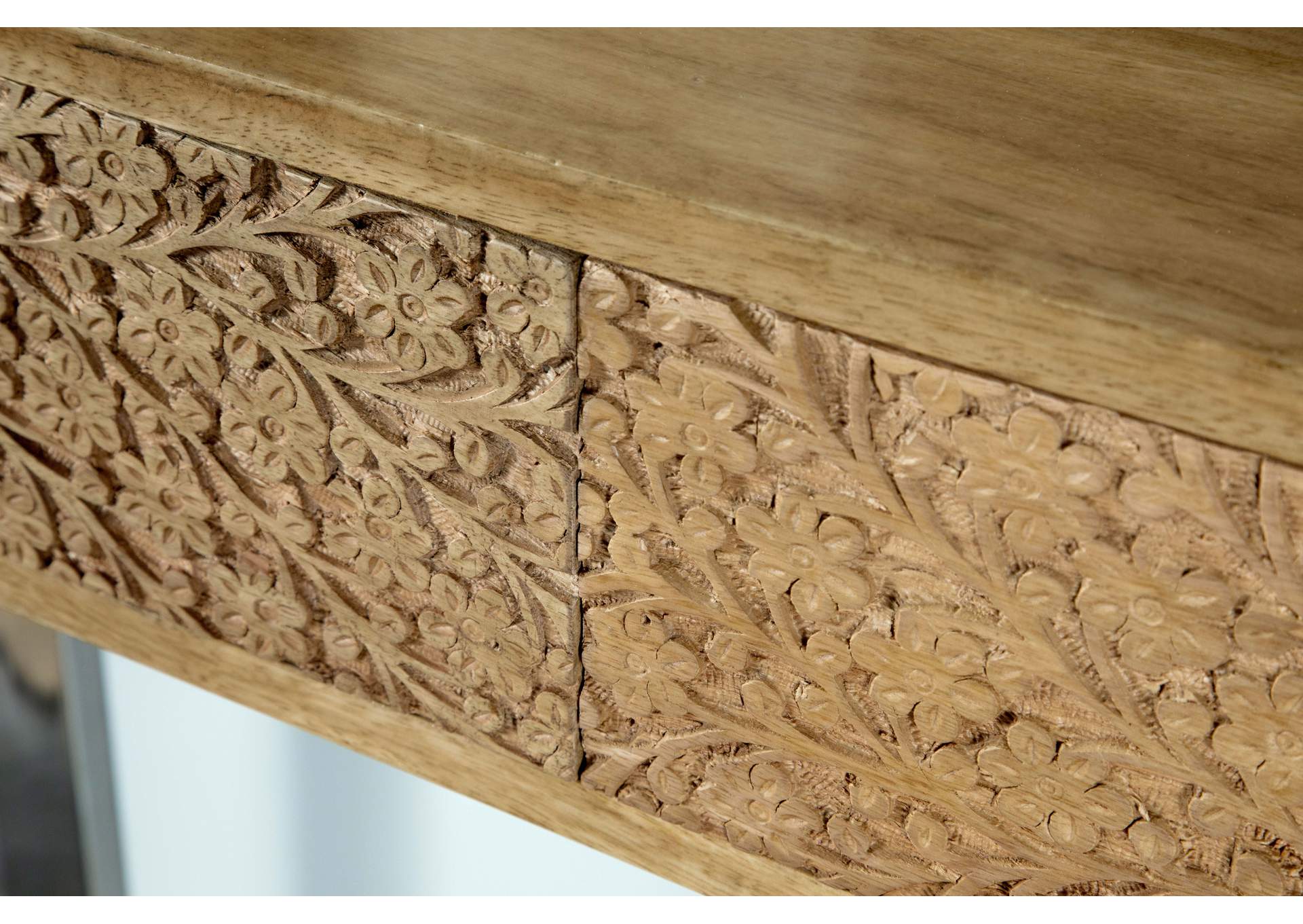 Draco Console Table with Hand Carved Drawers Natural,Coaster Furniture