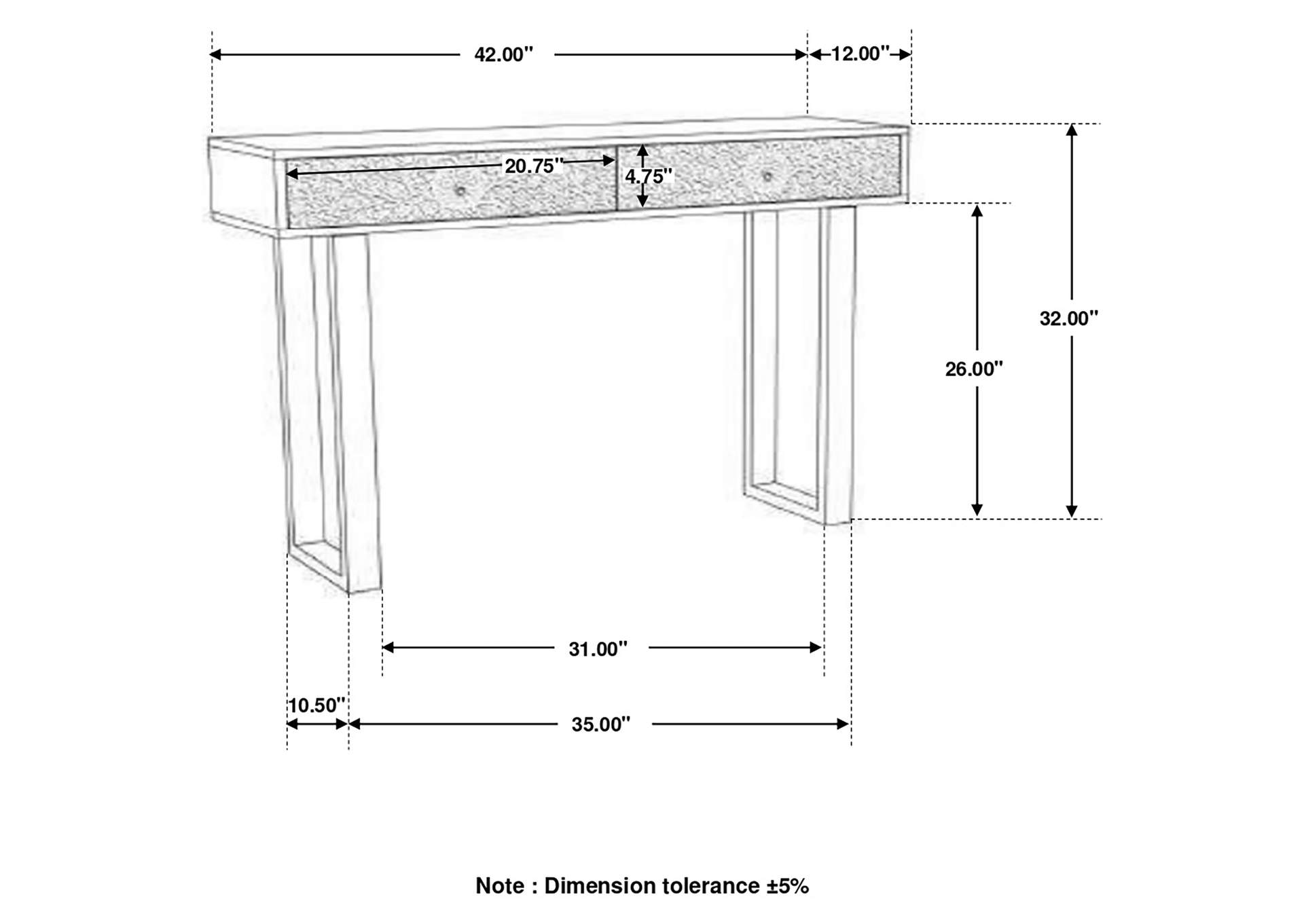 Draco Console Table with Hand Carved Drawers Natural,Coaster Furniture