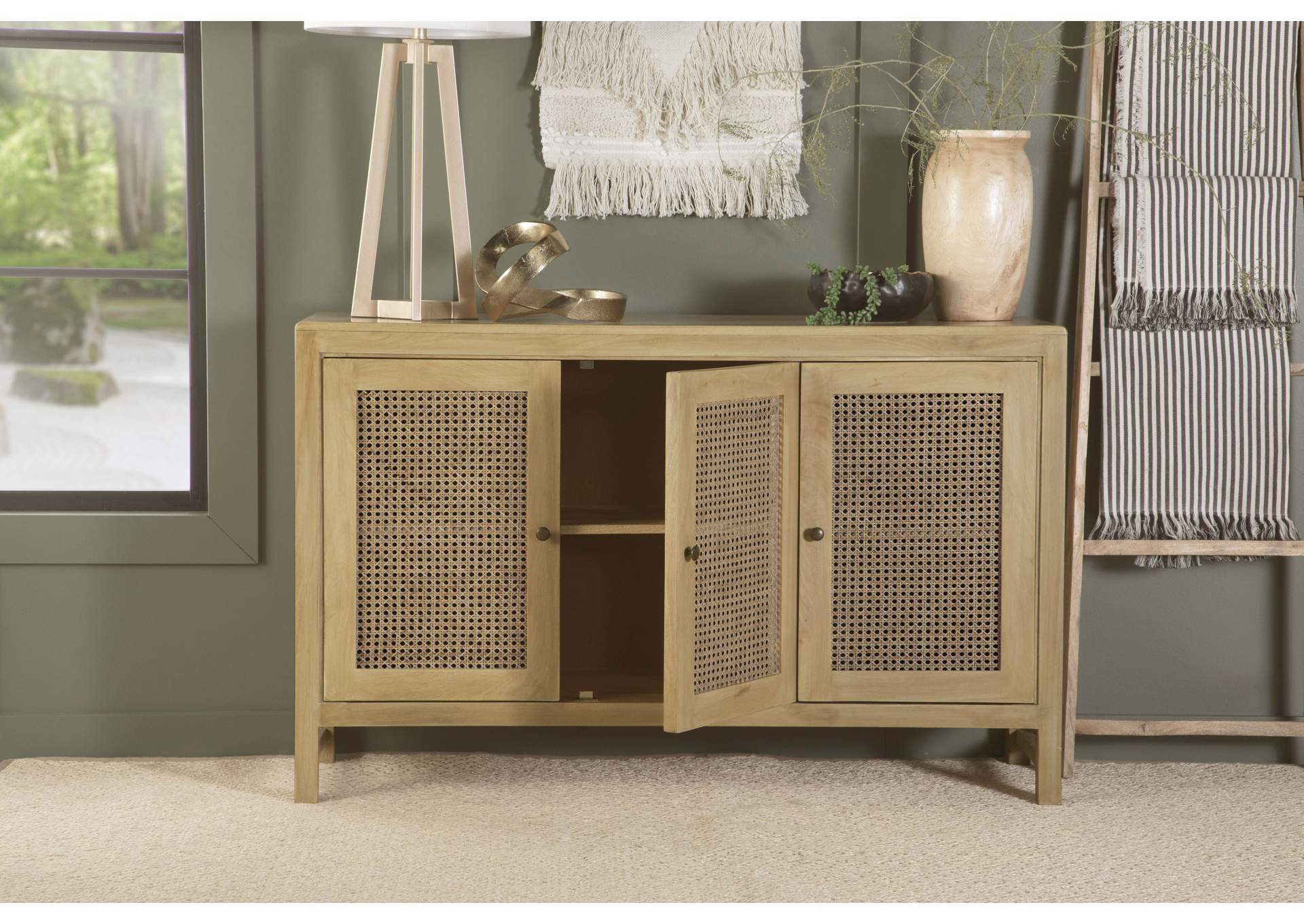 Amaryllis Rectangular 3-door Accent Cabinet Natural,Coaster Furniture