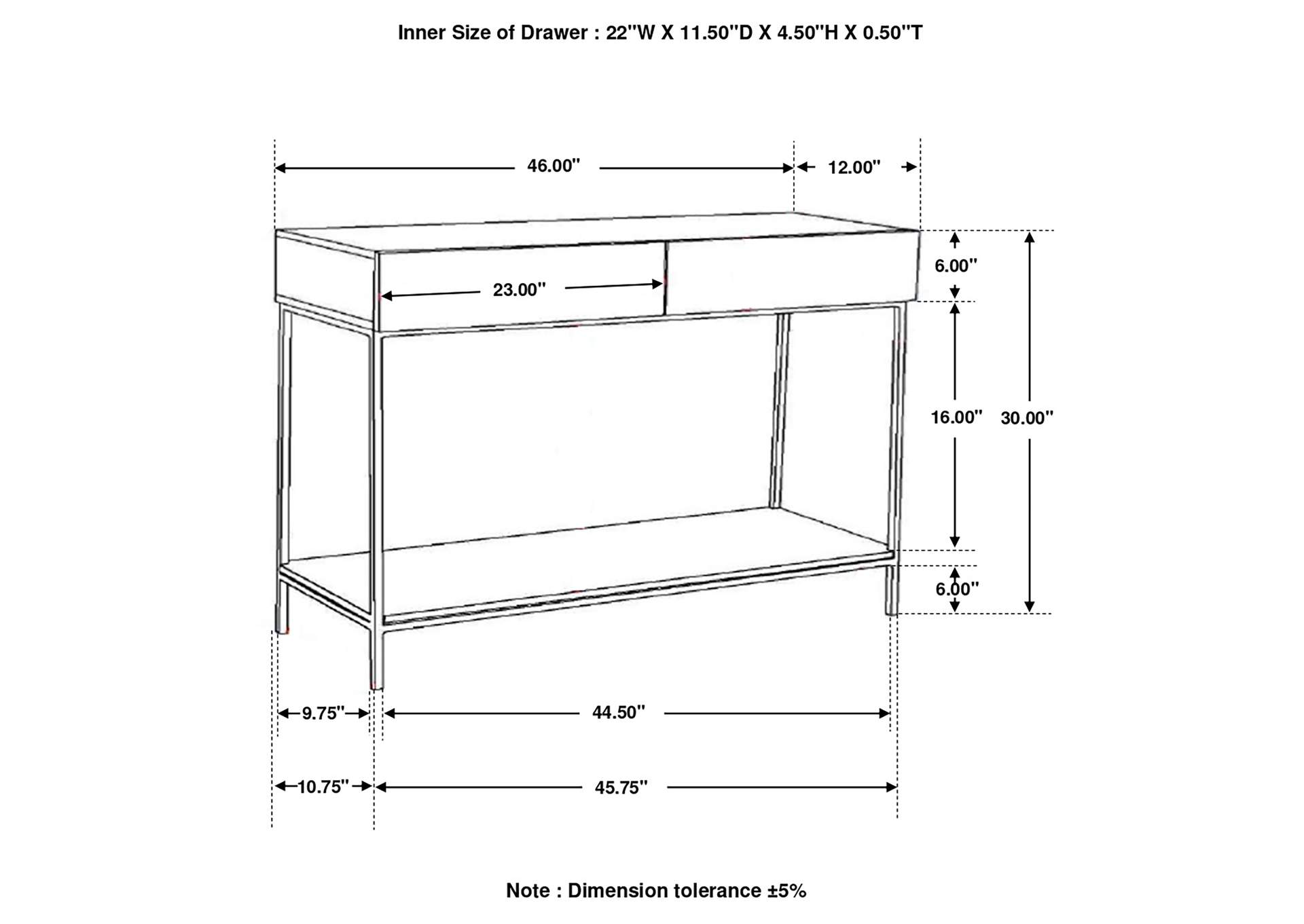 Rubeus 2-drawer Console Table with Open Shelf White Washed,Coaster Furniture