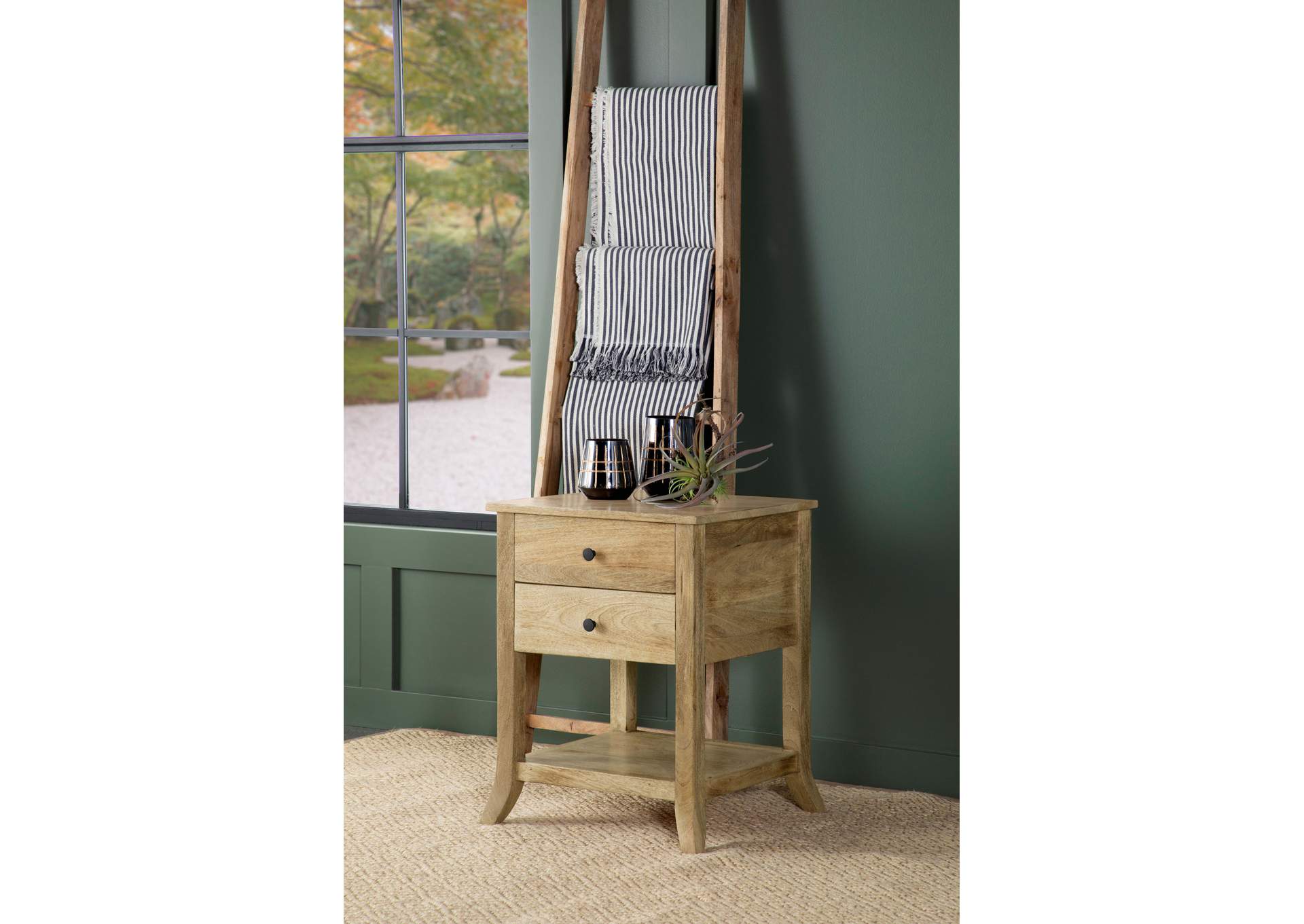 Russo 2-drawer Accent Table with Open Shelf Natural Mango,Coaster Furniture