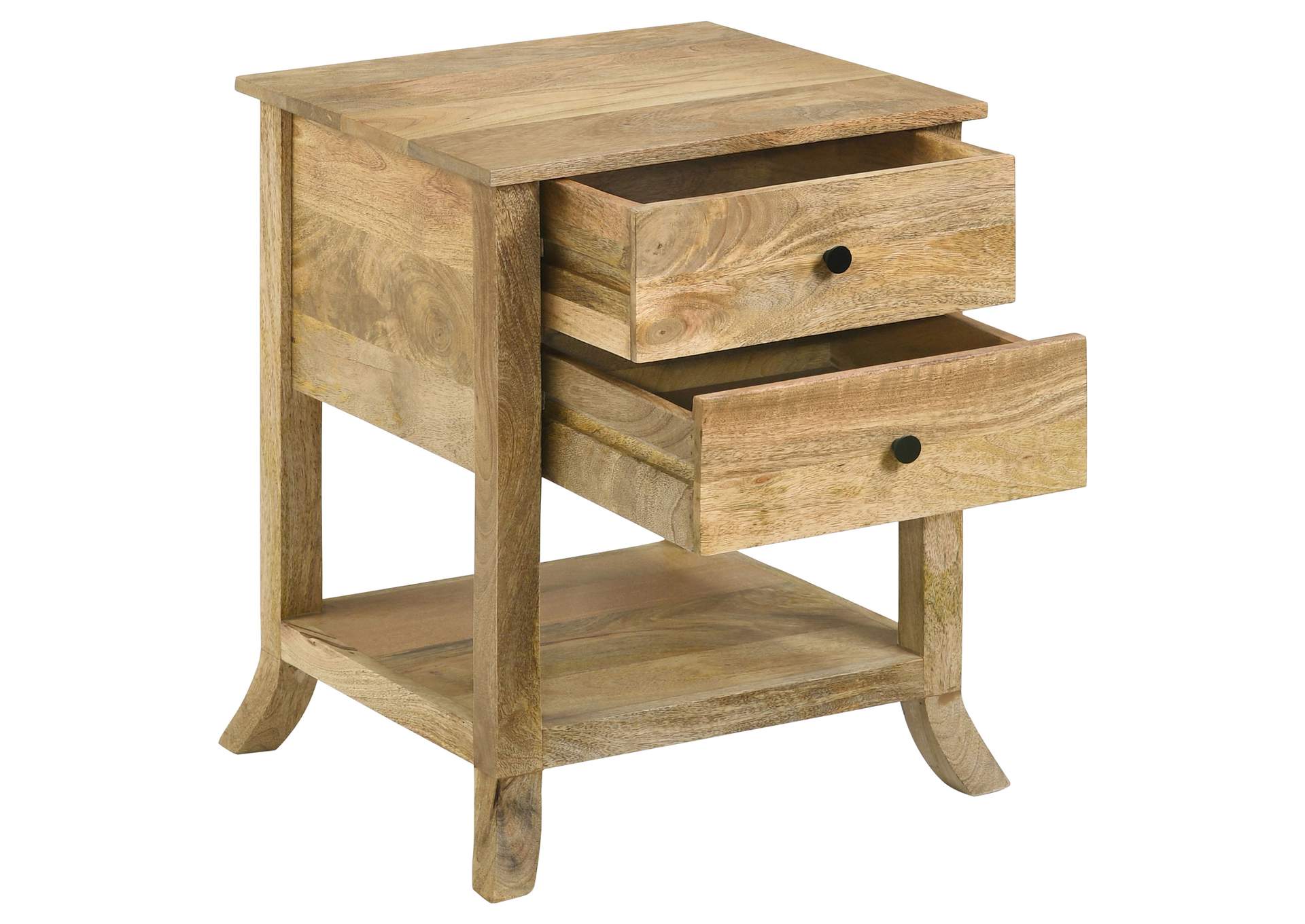 Russo 2-drawer Accent Table with Open Shelf Natural Mango,Coaster Furniture