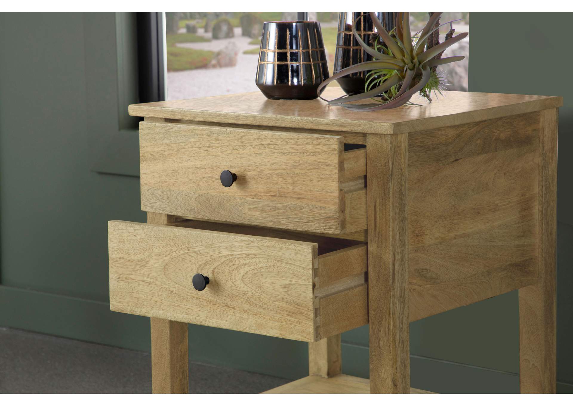 Russo 2-drawer Accent Table with Open Shelf Natural Mango,Coaster Furniture