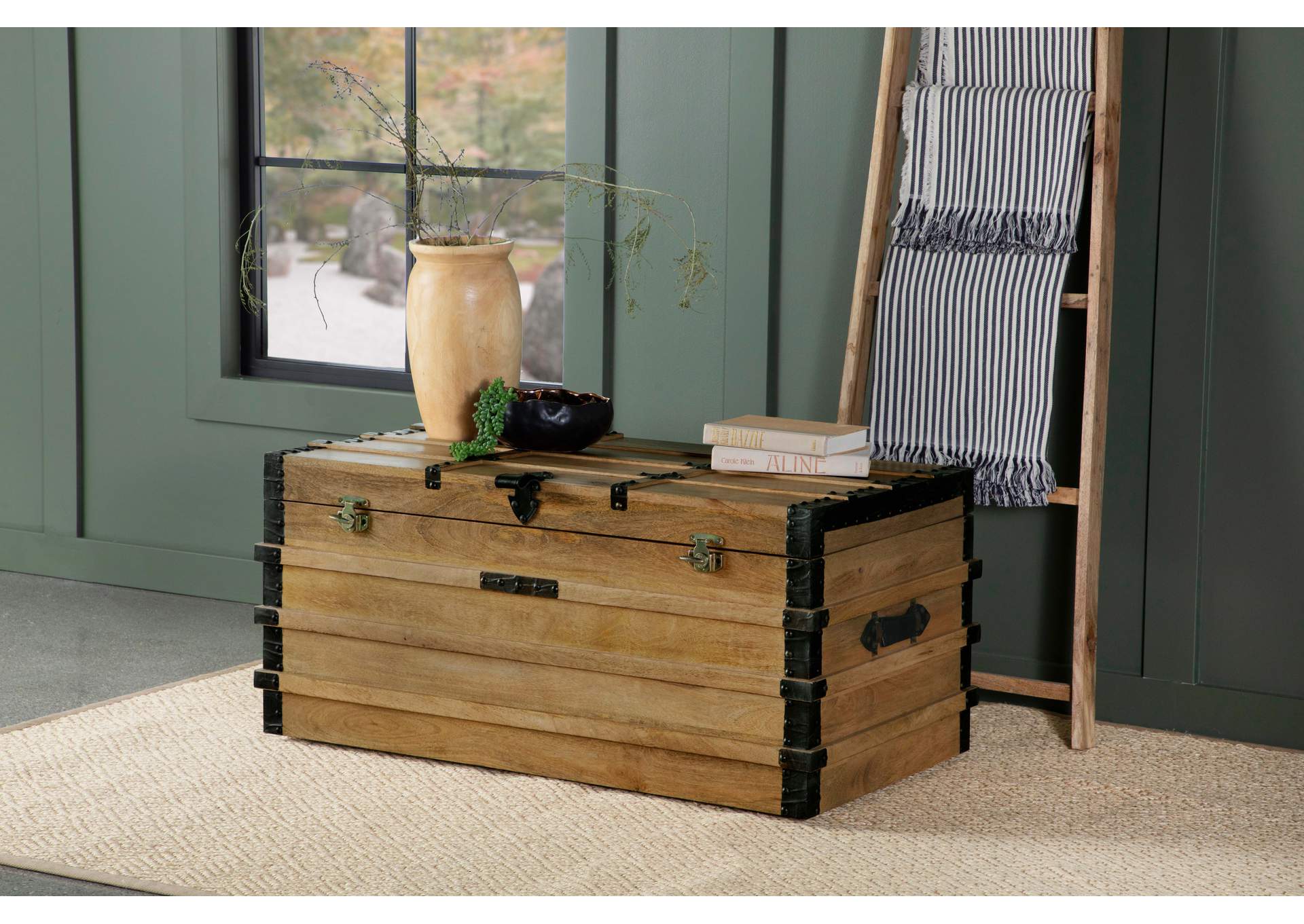 Simmons Rectangular Storage Trunk Natural and Black,Coaster Furniture