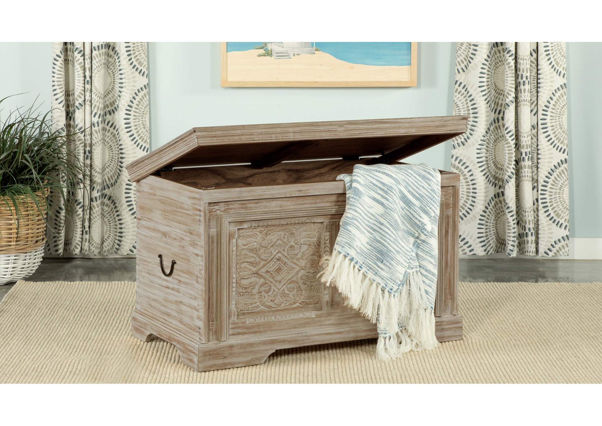 Nilay Rectangular Storage Trunk White Washed and Black,Coaster Furniture