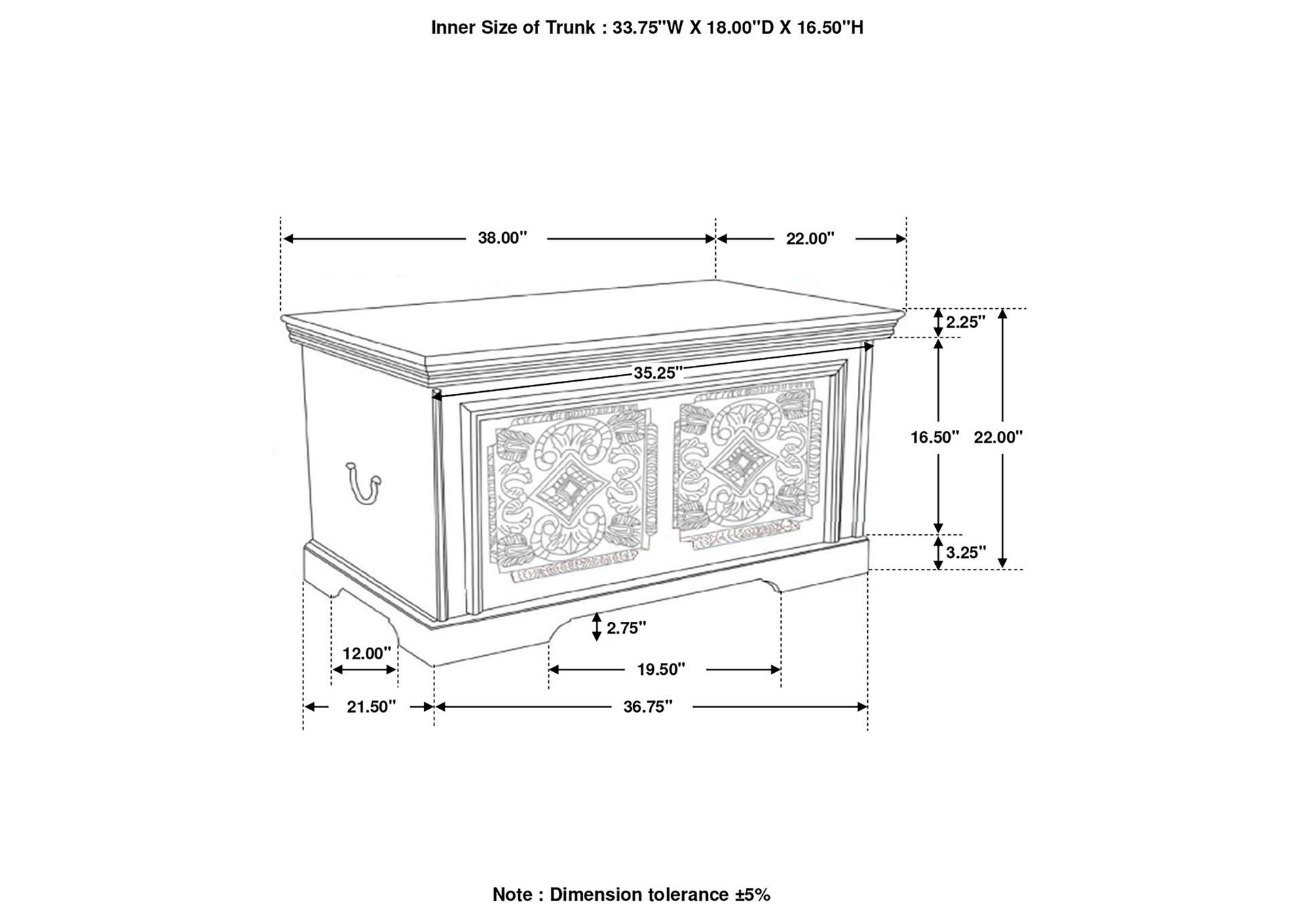 Nilay Rectangular Storage Trunk White Washed and Black,Coaster Furniture