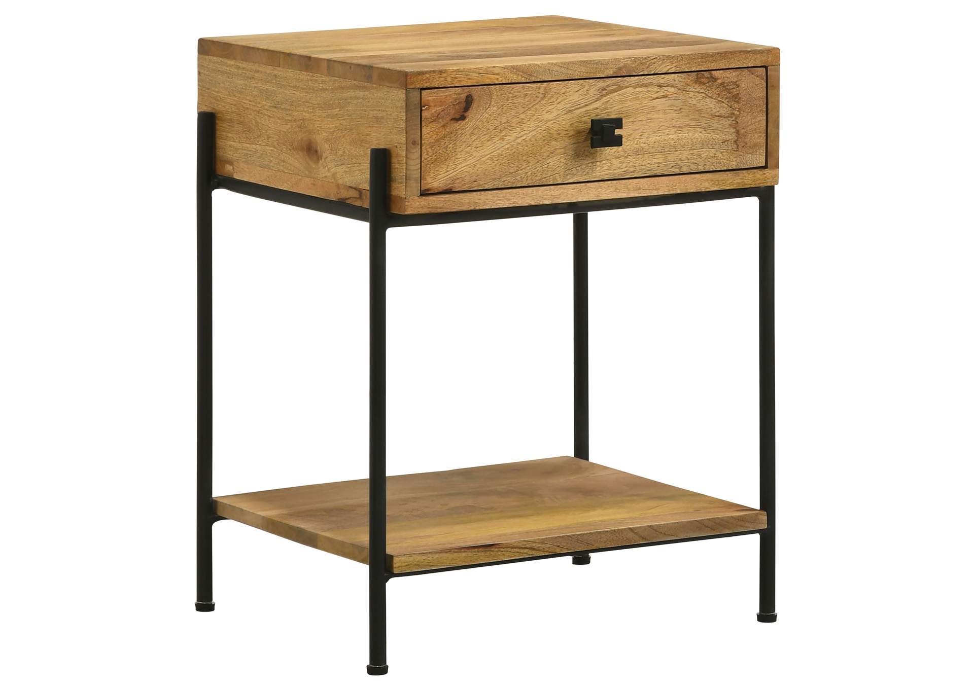 Declan 1-drawer Accent Table with Open Shelf Natural Mango and Black,Coaster Furniture