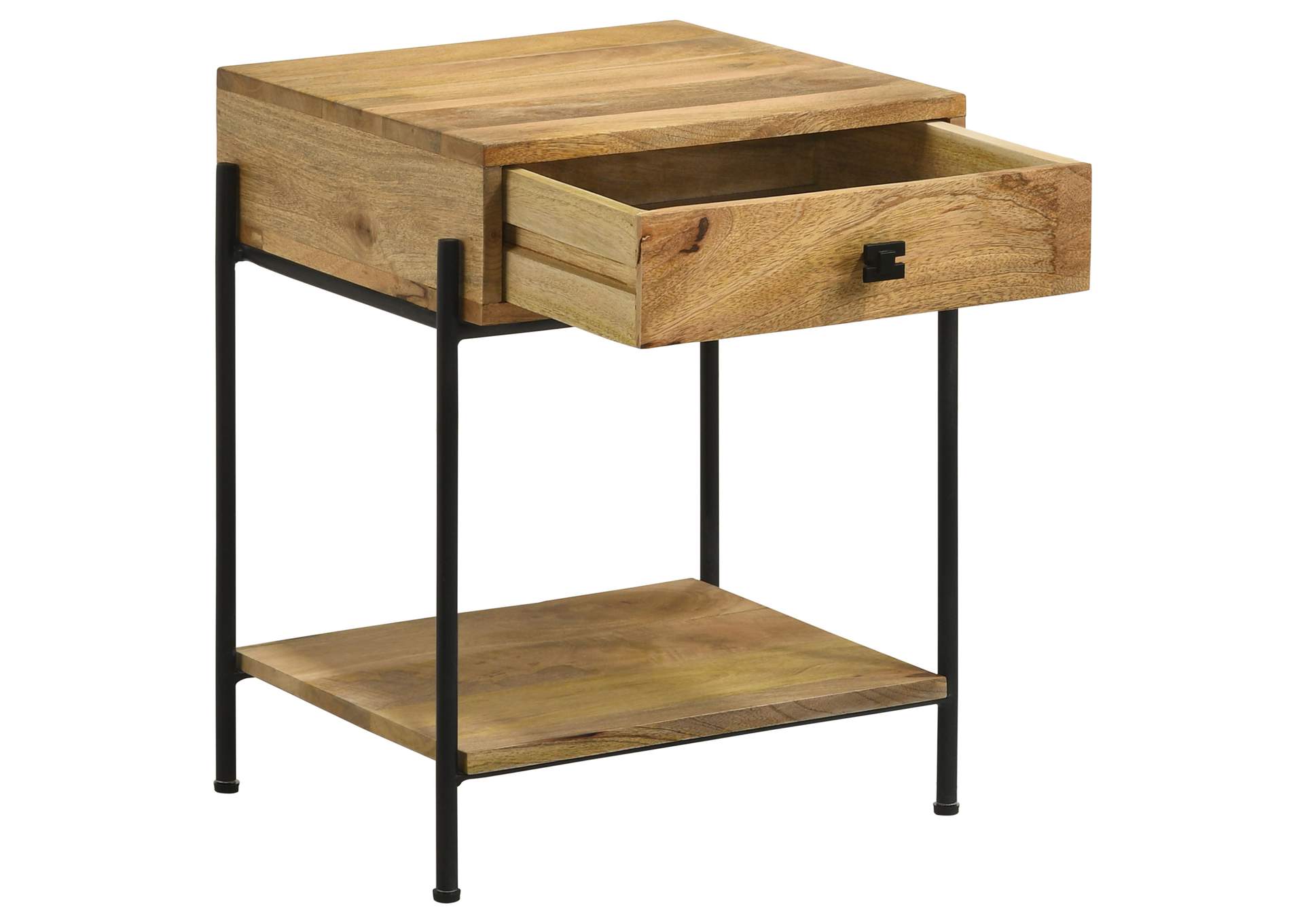 Declan 1-drawer Accent Table with Open Shelf Natural Mango and Black,Coaster Furniture